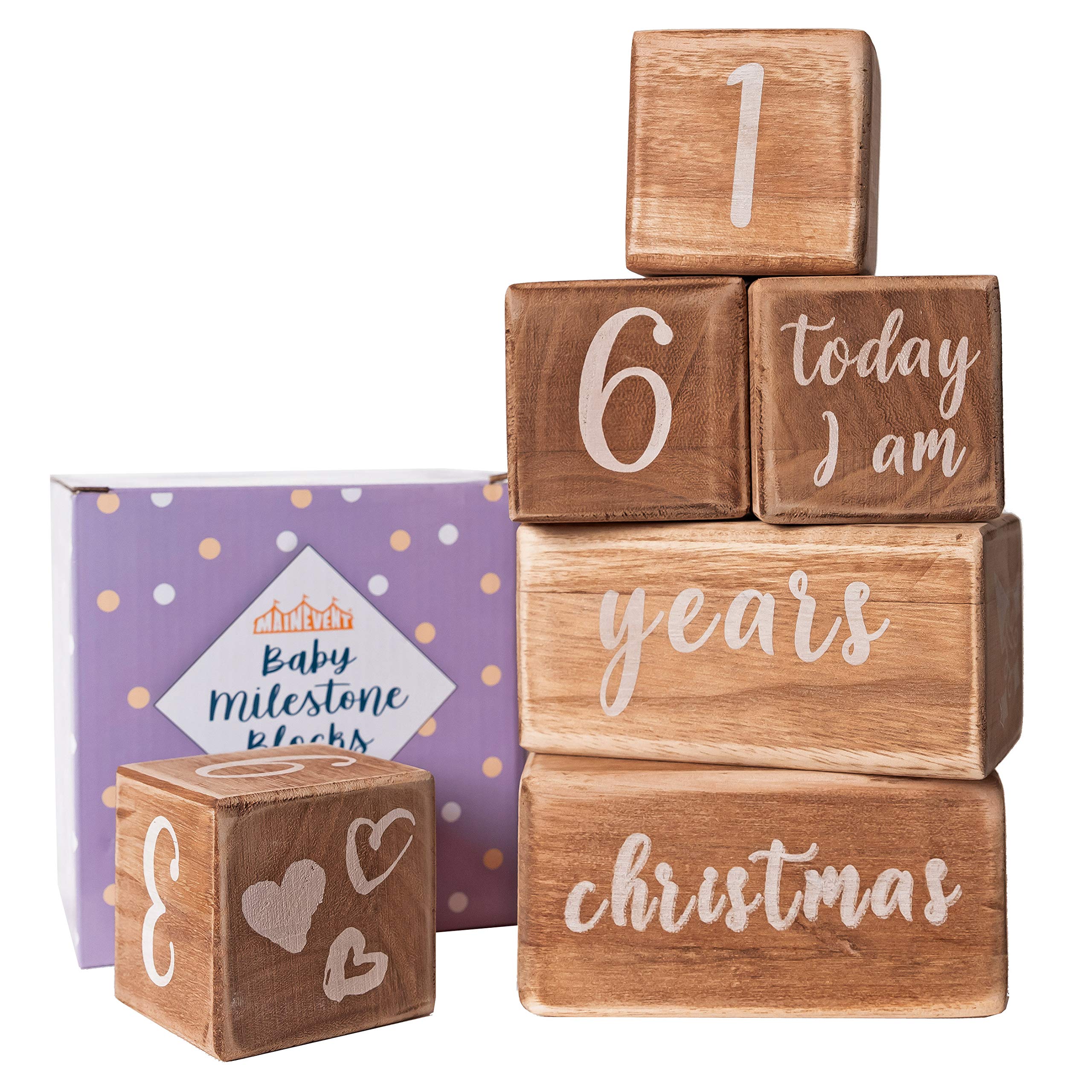 Baby Monthly Milestone Blocks - Wooden Age Blocks for Nursery Decor | Perfect Baby Shower Gift & Newborn Photography Props | Capture Precious Moments from 1-12 Months for Social Media & Memory Keepsakes