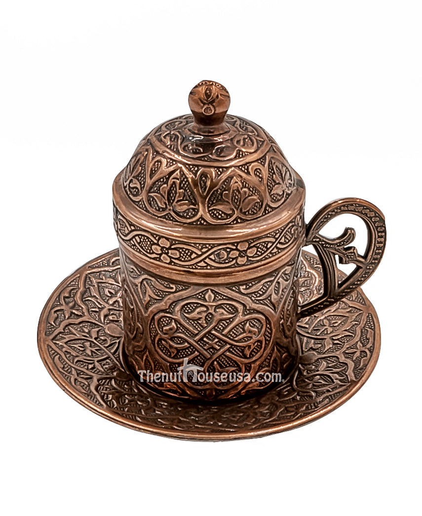 Premium Copper Turkish Coffee Set 24045 - Authentic Stovetop Brewing Kit for Rich & Flavorful Coffee - Perfect for Home, Gifts & Traditional Coffee Ceremonies