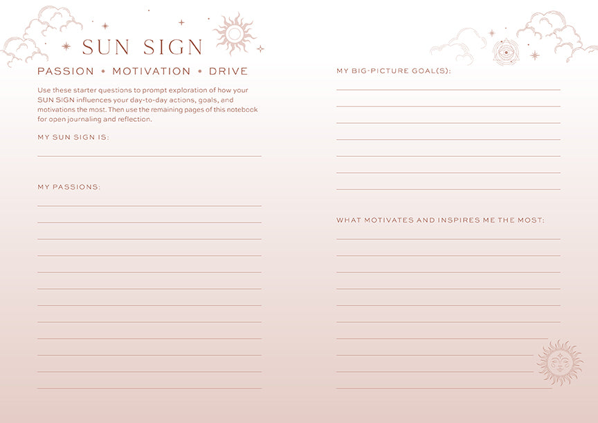Sun Moon Rising Astrology Notebook Set - Zodiac Journal for Horoscope Tracking & Birth Chart Notes | Perfect for Astrology Lovers, Gift for Tarot Readers & Spiritual Seekers