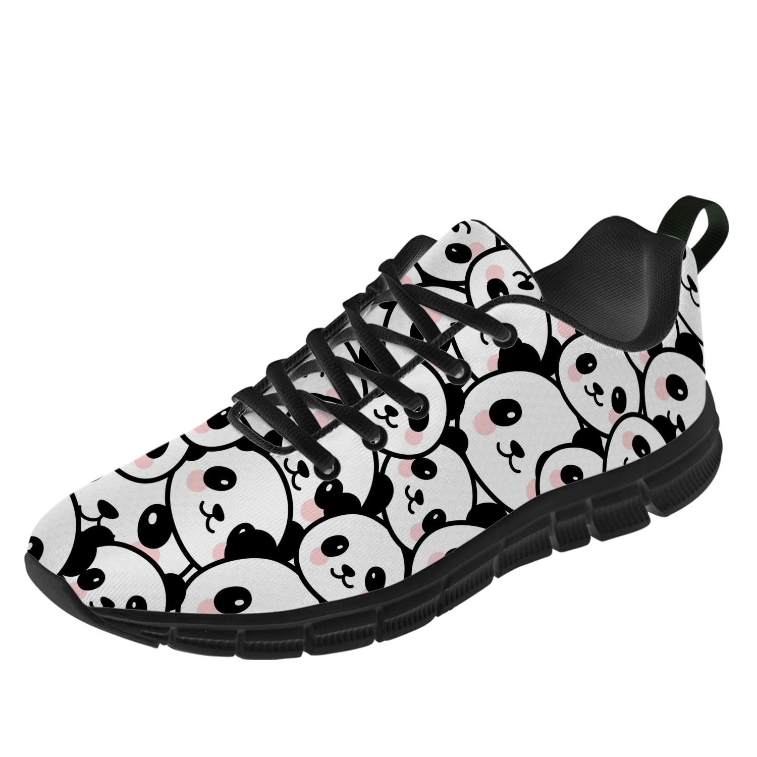 3D Printed Cute Panda Face Sneakers - Breathable Mesh Tennis Shoes for Women & Girls (Men Size 8, Women Size 9.5) | Perfect Gift for Kids & Adults | Gym, Running, Casual Wear