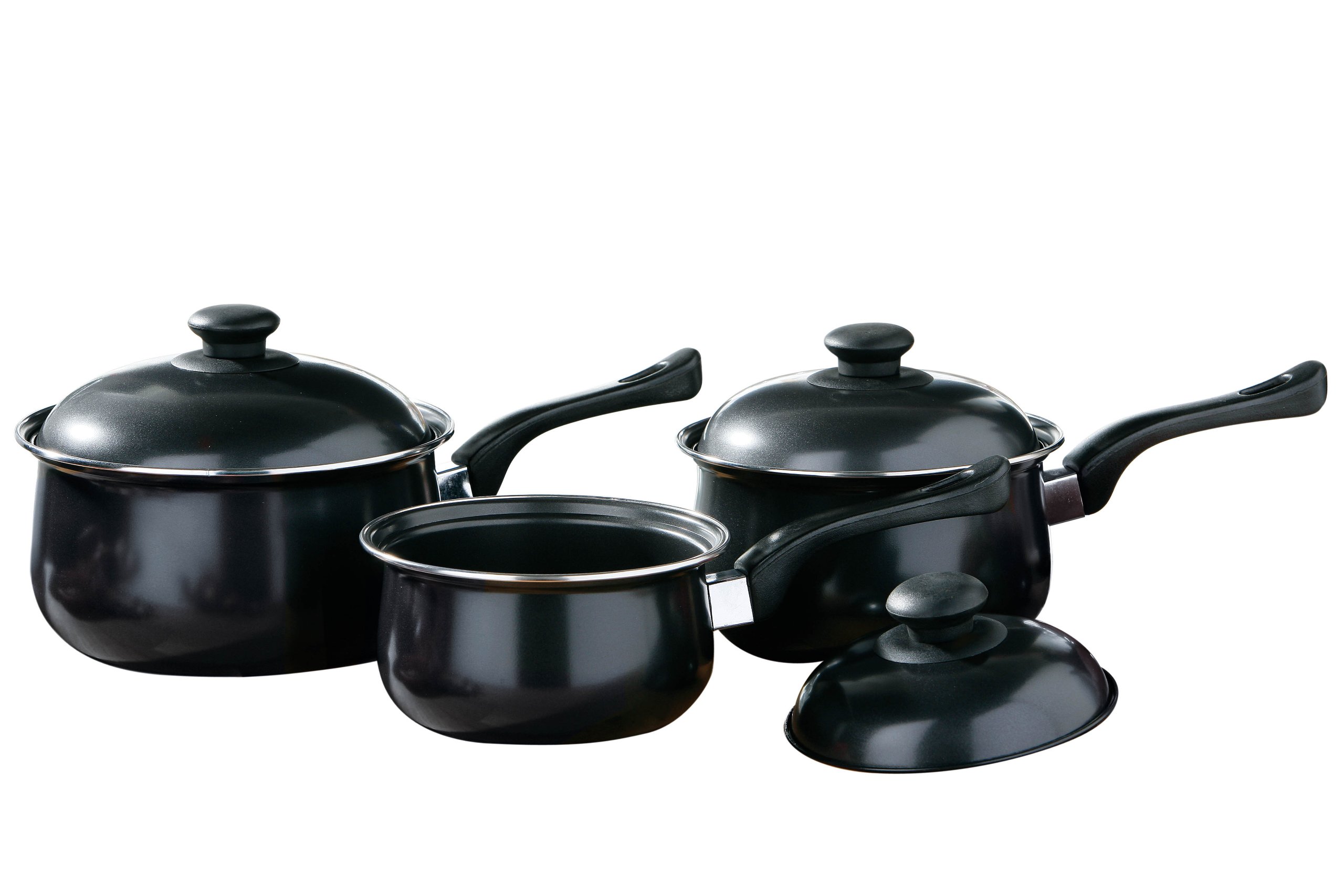Premier Housewares Black Non-Stick Stainless Steel Cookware Set - 3-Piece Kitchen Pots and Pans for Cooking | Perfect for Sauteing, Frying & Boiling | Durable Kitchen Essentials for Home Chefs
