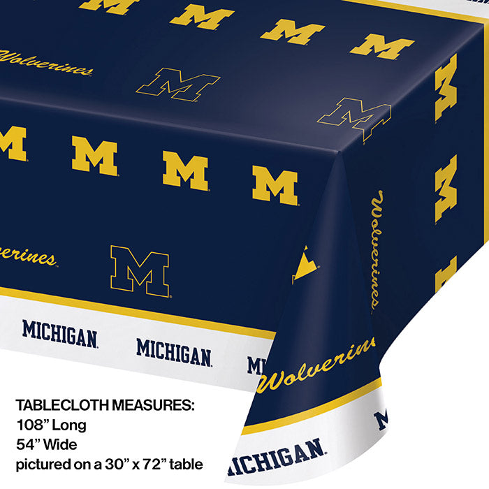 12-Piece Bulk University of Michigan Plastic Table Covers - Perfect for Tailgate Parties, Game Day Decorations & School Events