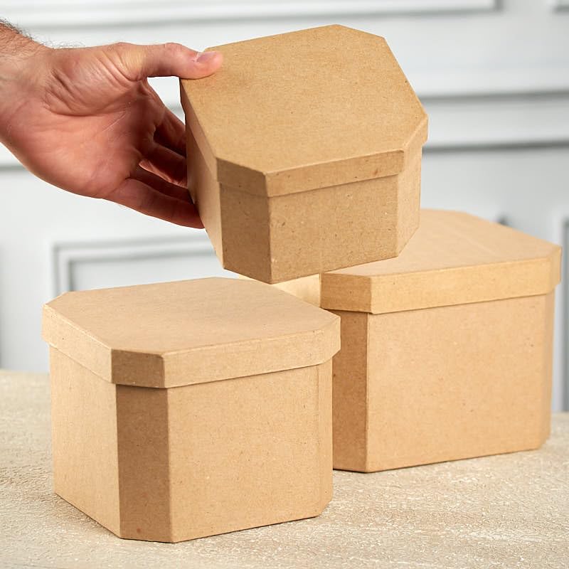 6-Pack French Corner Paper Mache Boxes - DIY Gift Boxes for Crafts & Gifts