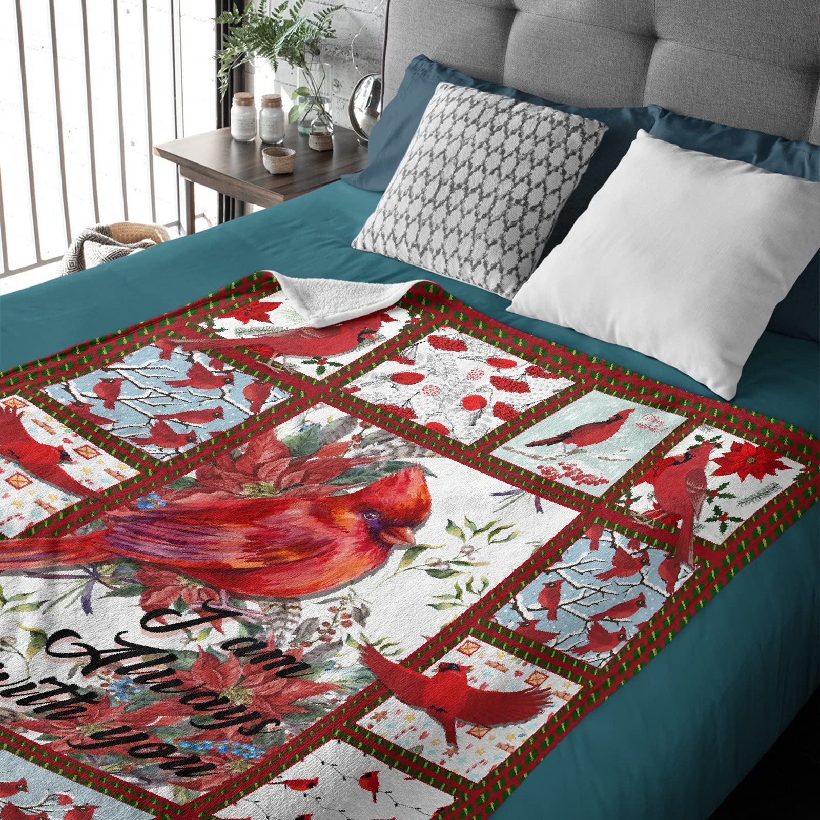 Northern Cardinal Flannel Fleece Blanket - Soft Plush Lightweight Throw for Boys, Girls & Adults - Christmas Tree Bird Decor Gift - 120x90 Inch for Sofa, Bed, Couch - Perfect for Cozy Winter Nights & Holiday Decorations