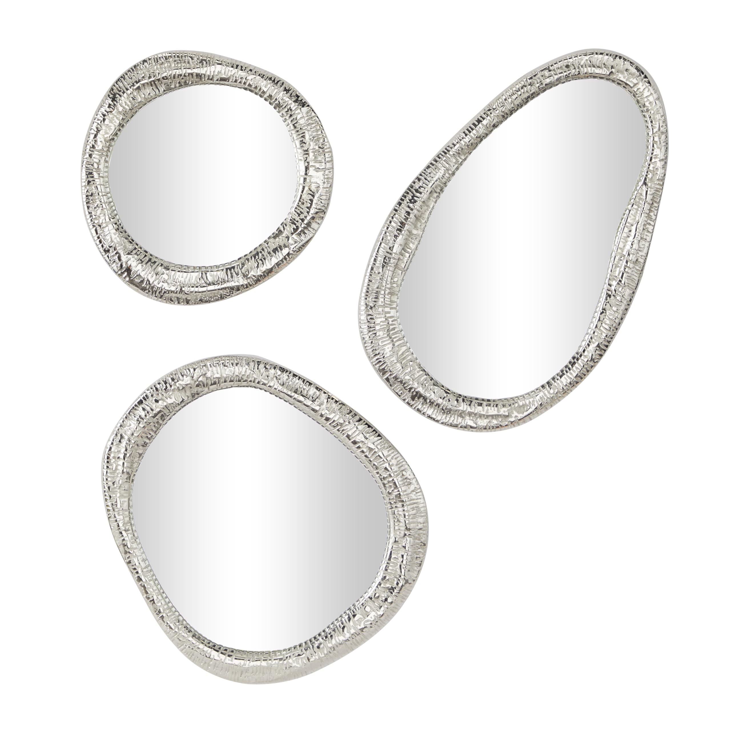 Deco 79 Set of 3 Silver Aluminum Abstract Wall Mirrors - 23