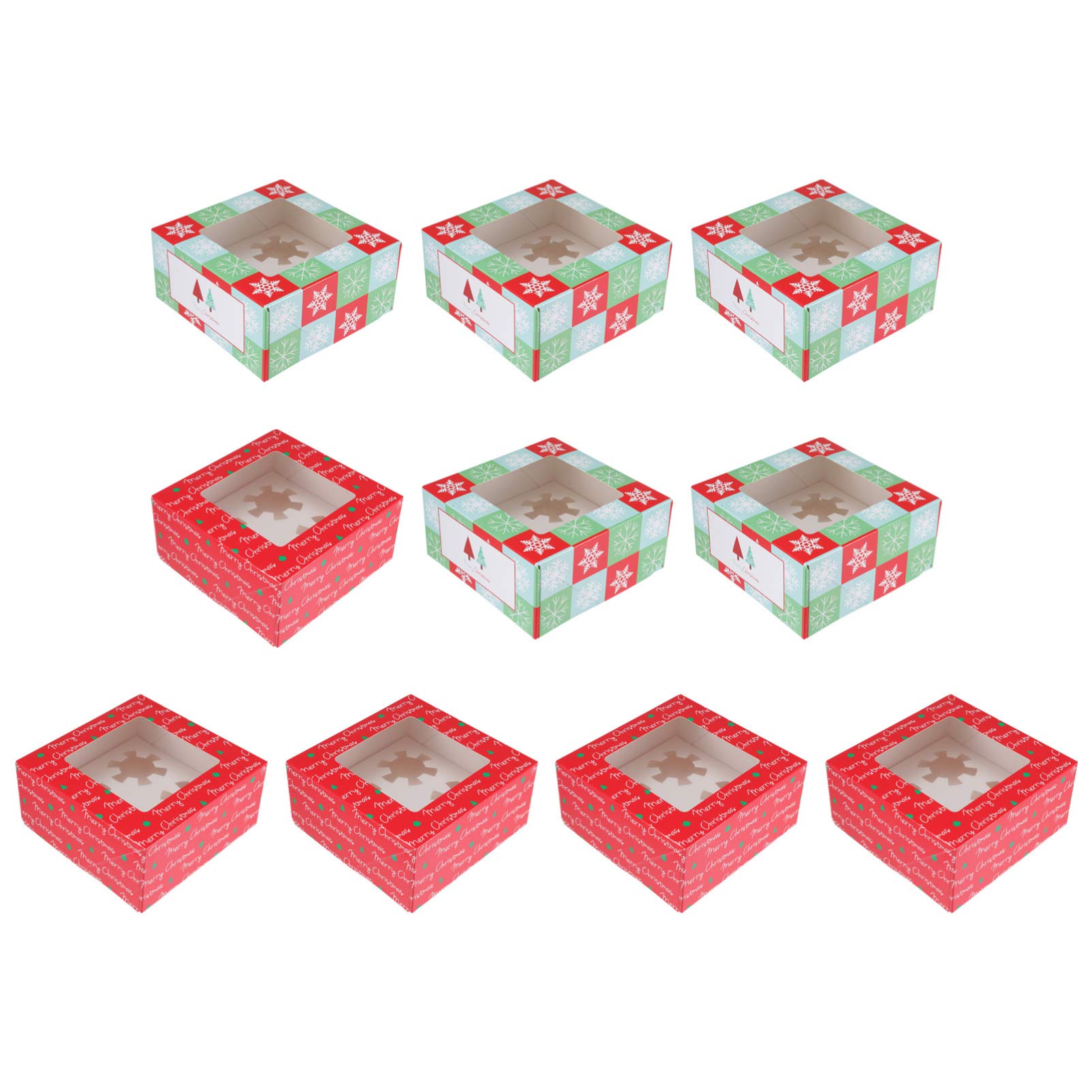 HEALLILY 10-Piece Christmas Cookie Box Set - Food Storage Containers, Cupcake Holders & Decorative Paper Buckets for Holiday Treats, Nougat Packaging | Perfect for Christmas Baking, Party Favors & Gift Giving