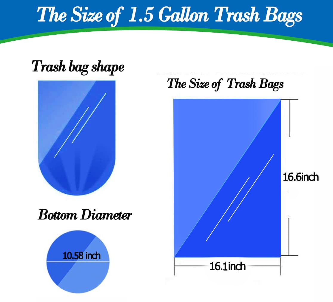 Hommaly 200 Count Small Clear Trash Bags 1.5 Gallon (Fits 1.3-1.6 Gal) - Strong Unscented Bathroom Garbage Bags for Waste Basket Liners - Perfect for Office, Kitchen, Bathroom & Bedroom Trash Cans (5-6 Liters Capacity)