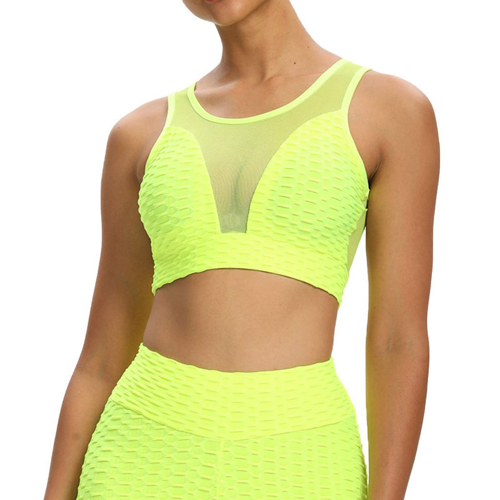 Women's Cropped Mesh Back Workout Tank Top with Removable Pads - Breathable Sports Bra & Textured Gym Shirt for Yoga, Running & Fitness | Perfect for Gym, Outdoor Activities & Summer Workouts