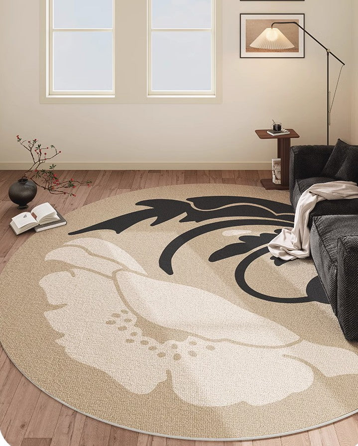 Modern Round Bathroom Rugs - Non-Slip Circular Floor Mat for Living Room, Bedroom & Under Coffee Table - Soft Contemporary Home Decor for Cozy Spaces
