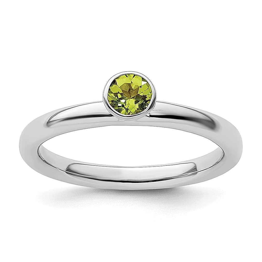925 Sterling Silver 4mm Round Green Peridot Band Ring - August Birthstone Gemstone, Stackable Fine Jewelry for Women, Perfect Gift for Her - Ideal for Everyday Wear, Special Occasions & Anniversary Gifts