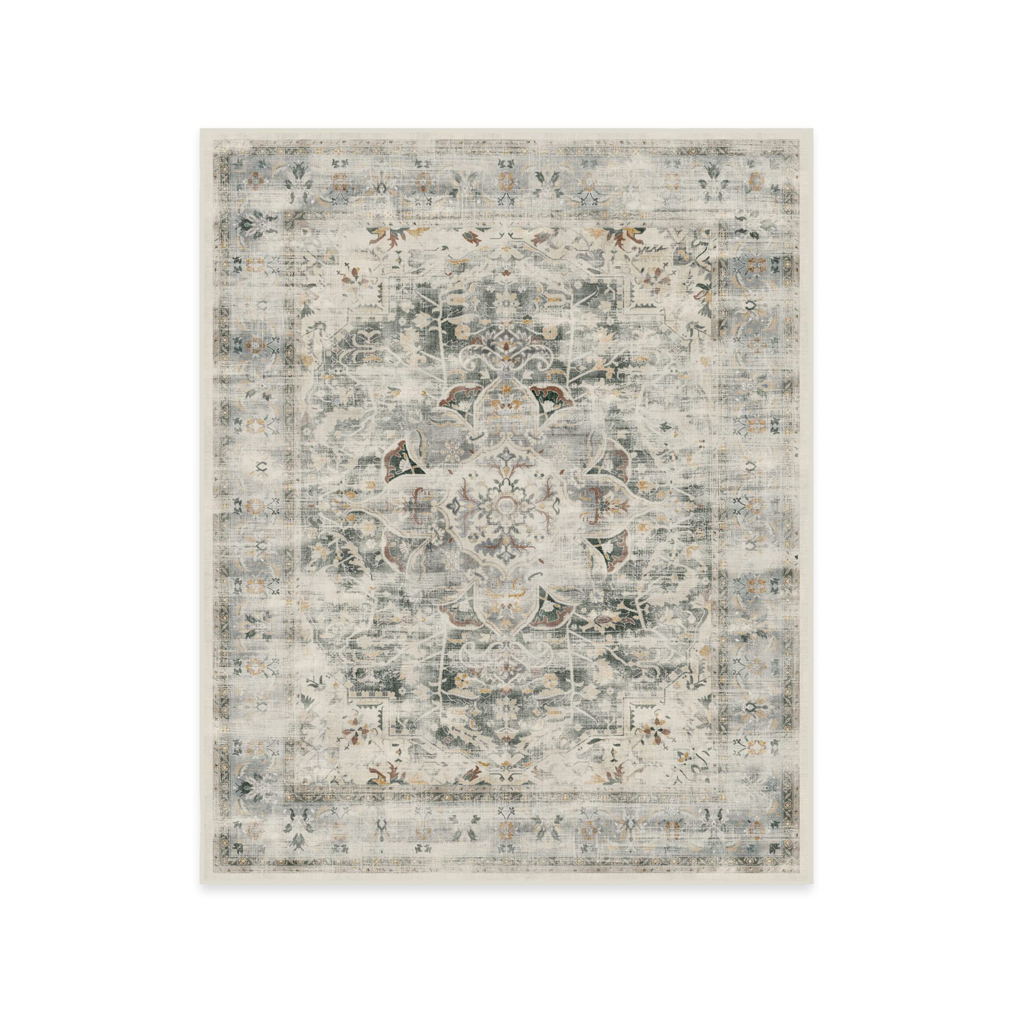 Ruggable Washable 6x9 Area Rug - Sarrah Sage Green | Non-Slip Premium Rug for Living Room, Bedroom, Kitchen, Office & Classroom | Perfect for High Traffic Areas & Pet-Friendly Homes