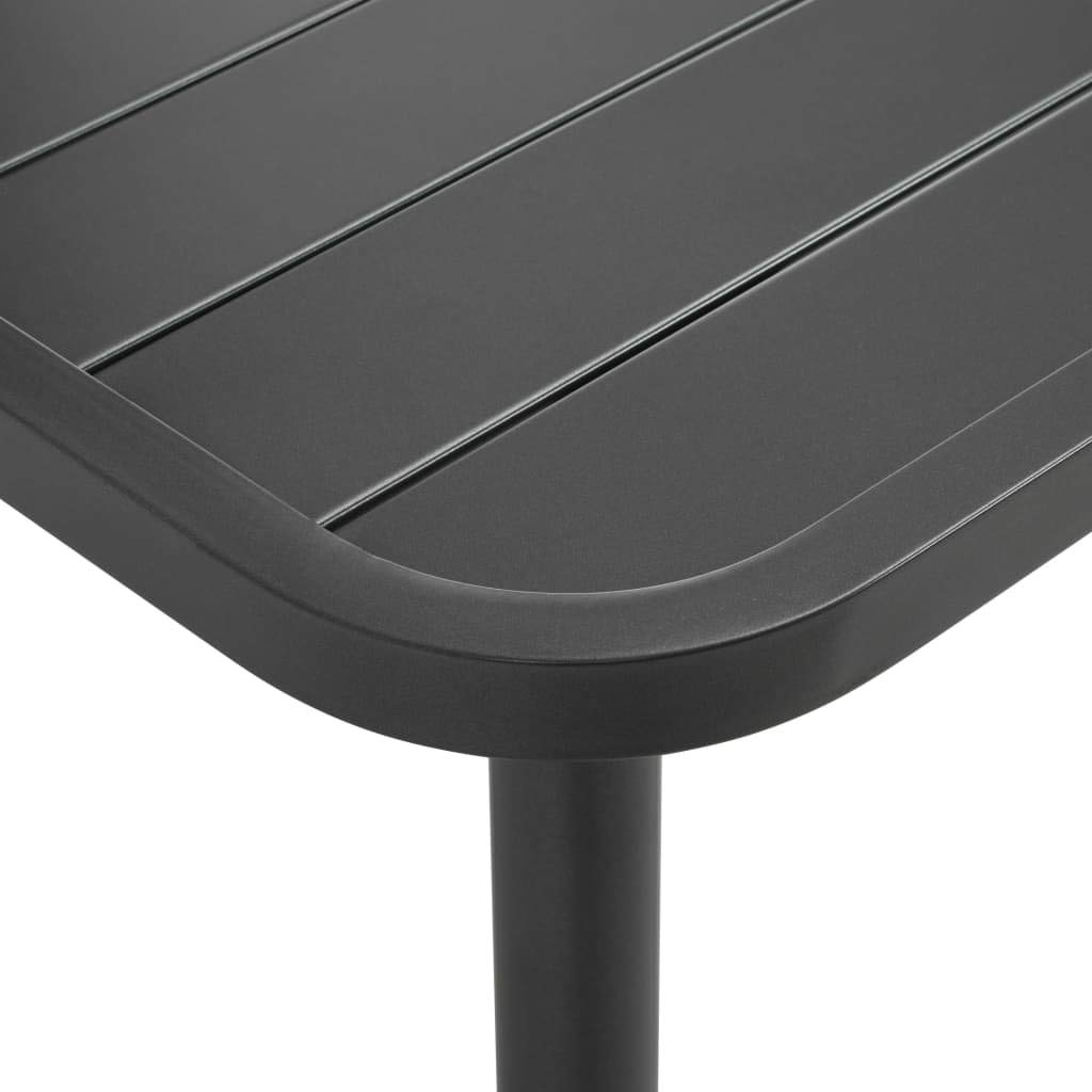 vidaXL 7-Piece Patio Dining Set - Outdoor Steel Table & Stacking Chairs - Dark Gray Garden Furniture for Backyard, Deck & Poolside Entertaining