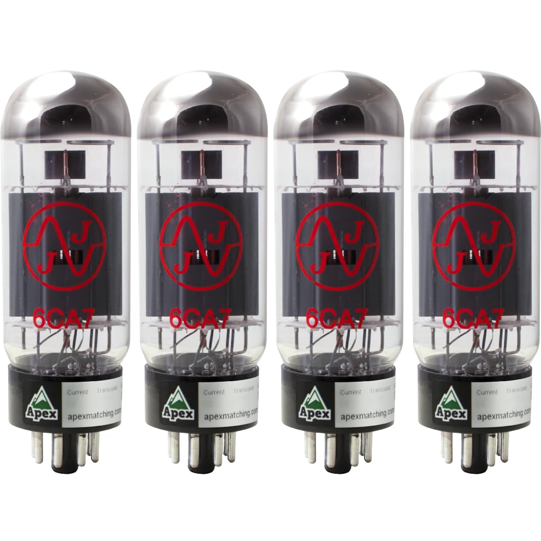 JJ Electronics 6CA7 Pentode Vacuum Tube - Burned-In & Apex Matched Quad Set for Guitar Amps & Hi-Fi Audio Systems