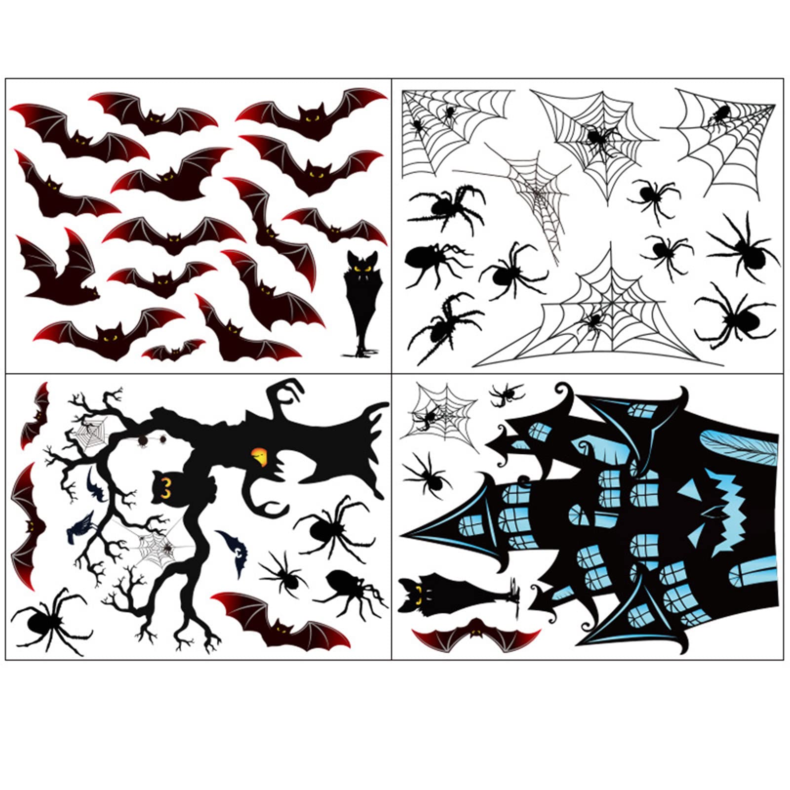 Scary Halloween Window Clings & Wall Decals Set - Reusable Floor Stickers with Bonus Tattoos (50+ Pieces) for Home, Office & Party Decor | Spooky Holiday Decoration Kit