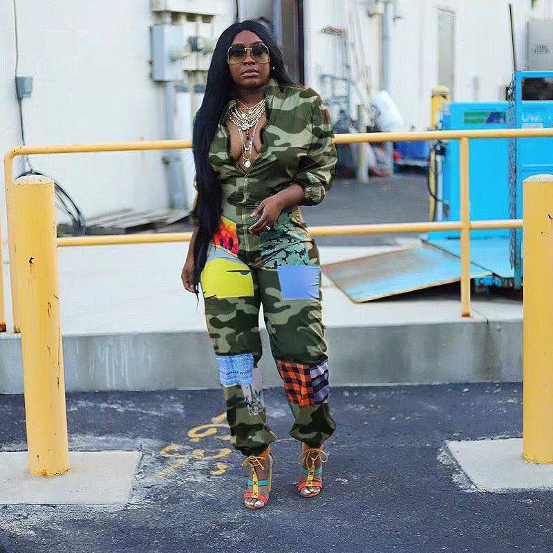 Printed Zipper Jumpsuit for Women - Stylish One Piece Romper with Pockets | Perfect for Casual Outings, Travel & Summer Fashion