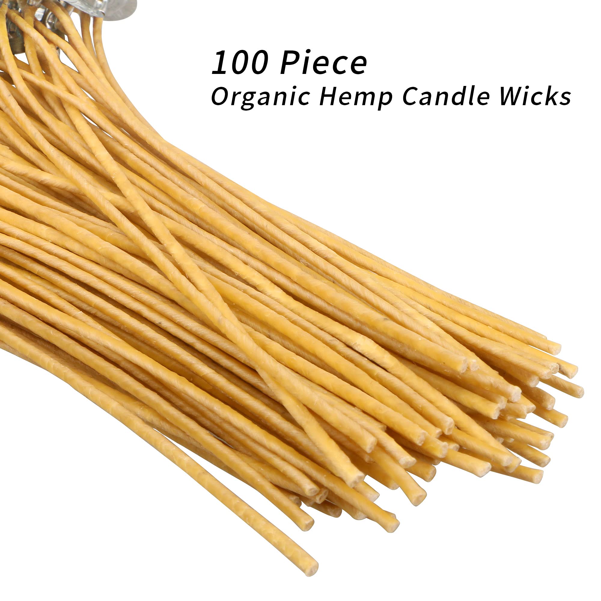 100 PCS 3.5 Inch Natural Beeswax Coated Hemp Wicks for Candle Making - 3mm Diameter Pre-Waxed Cotton Candle Wicks with Tabs - Perfect for DIY Candles, Aromatherapy & Home Decor
