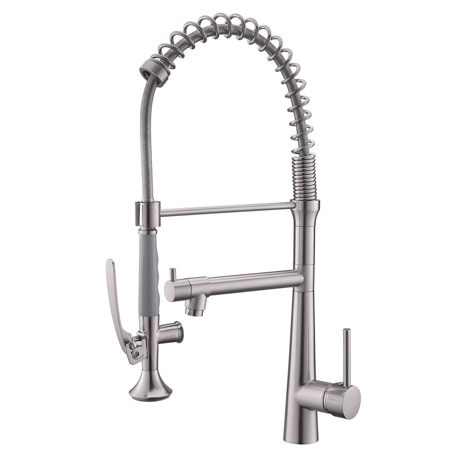 AIMADI Commercial Stainless Steel Pull Down Sprayer Kitchen Faucet - Brushed Nickel Finish for Modern Kitchens & Restaurant Sinks | Durable & Easy to Install for Home & Commercial Use