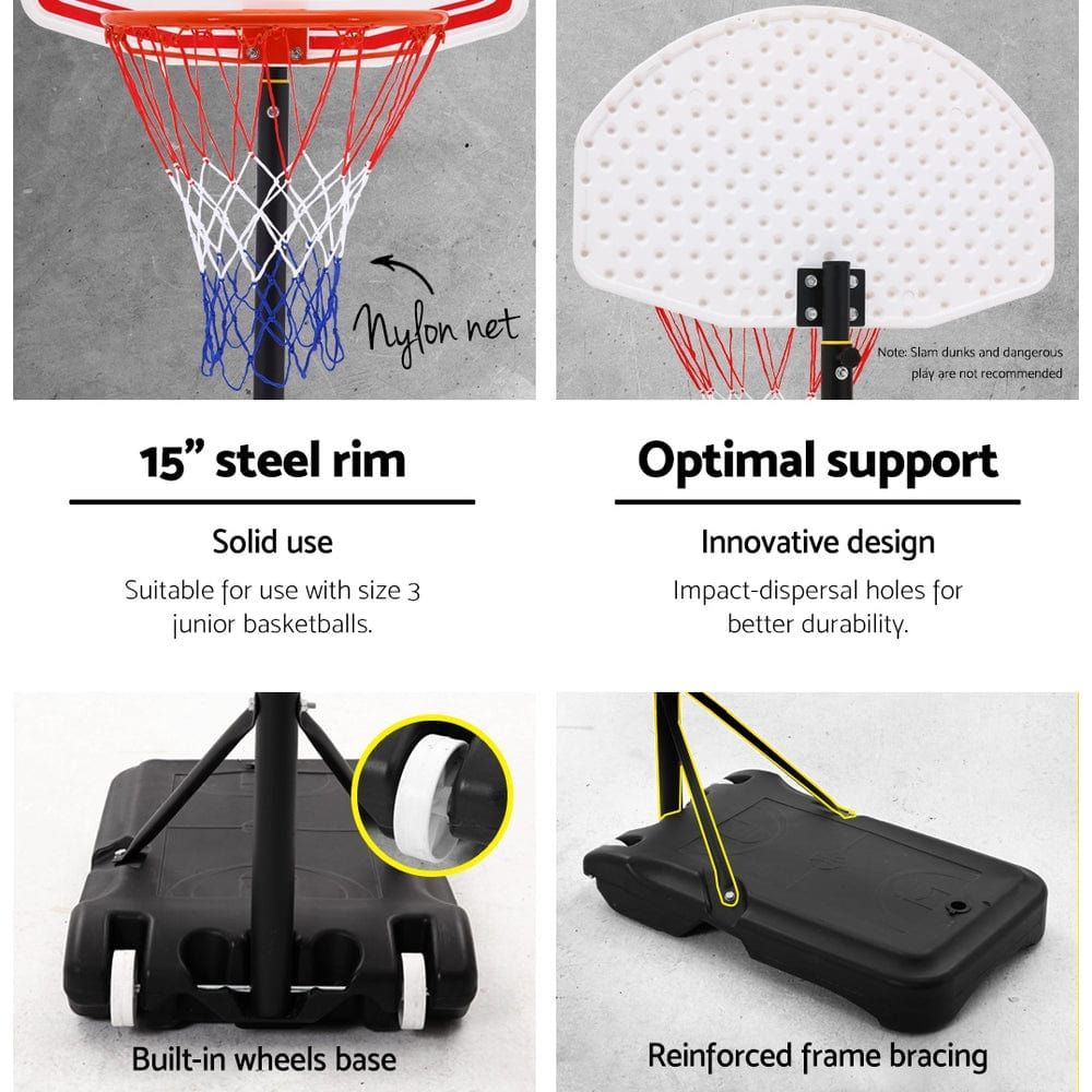 Adjustable Height Portable Basketball Hoop System with Net Ring - Perfect for Driveway, Backyard, and Outdoor Basketball Games