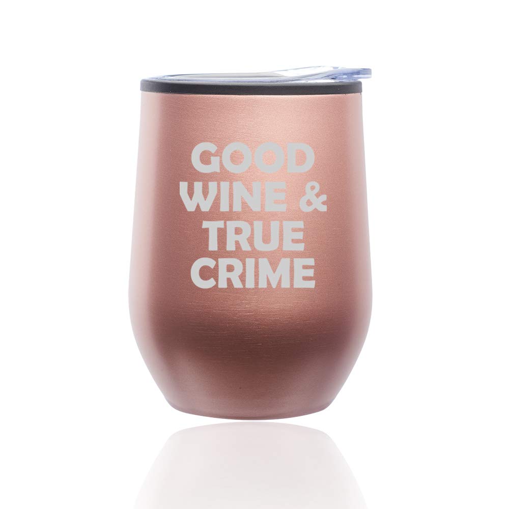 Stemless Wine Tumbler with Lid - 16oz Insulated Travel Mug for Coffee, Wine & Cocktails - Rose Gold Stainless Steel Cup for Home, Office & Outdoor Use