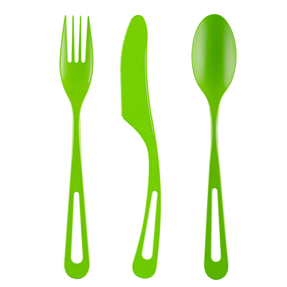 Eco-Friendly Green CPLA Plastic Cutlery Set - 290 Count, Heat Resistant & Compostable Utensils (7.5 Inch) | Perfect for Parties, Picnics & Sustainable Dining