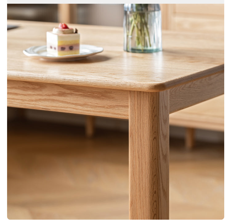Solid Oak Wood Modern Dining Table - 6 Seater Rustic Farmhouse Style for Kitchen & Dining Room - Perfect for Family Gatherings & Dinner Parties