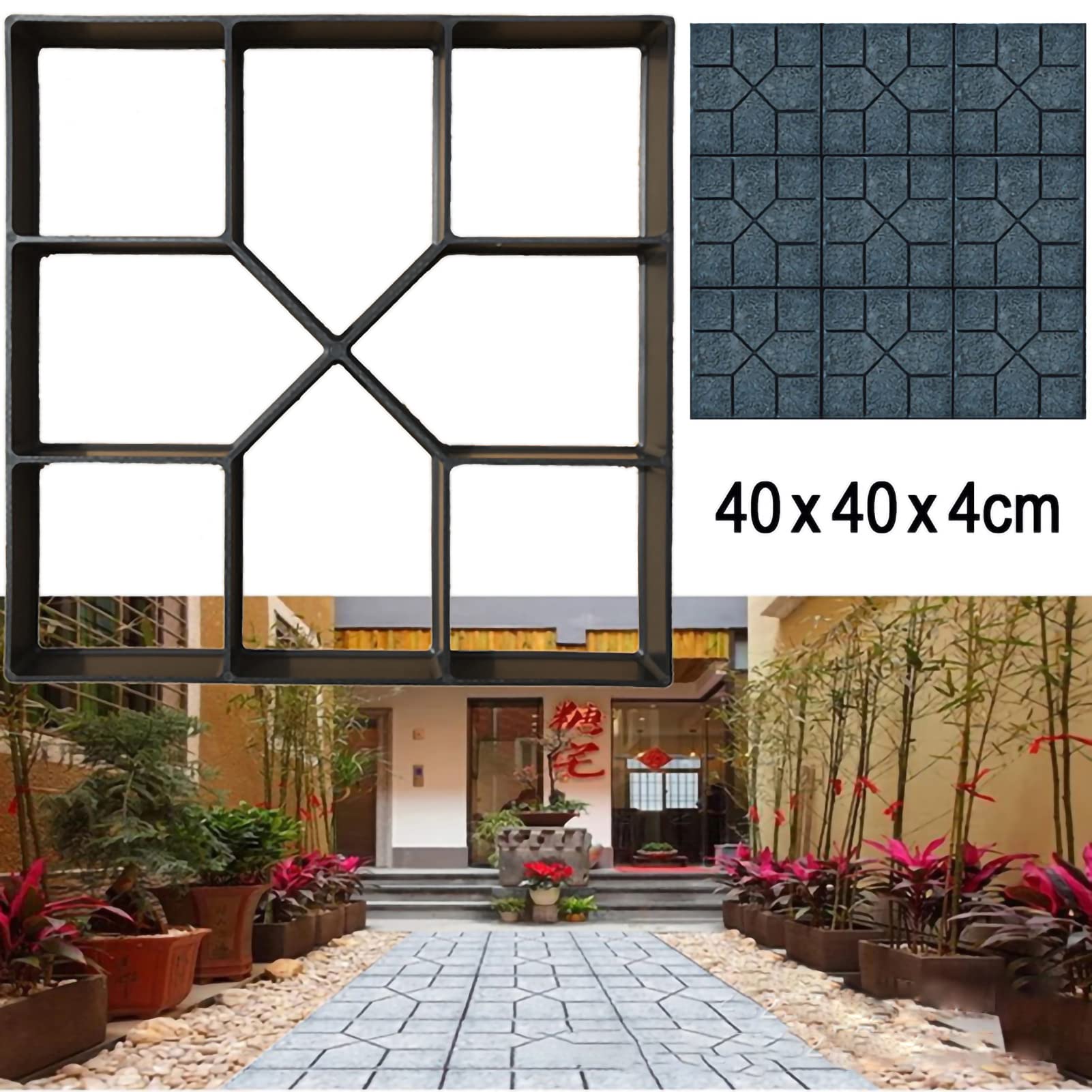 40cm DIY Concrete Paving Stone Molds - Plastic Walkway & Garden Path Maker for Stepping Stones, Patios & Driveways | Perfect for Outdoor Landscaping, Garden Pathways & Backyard Decor