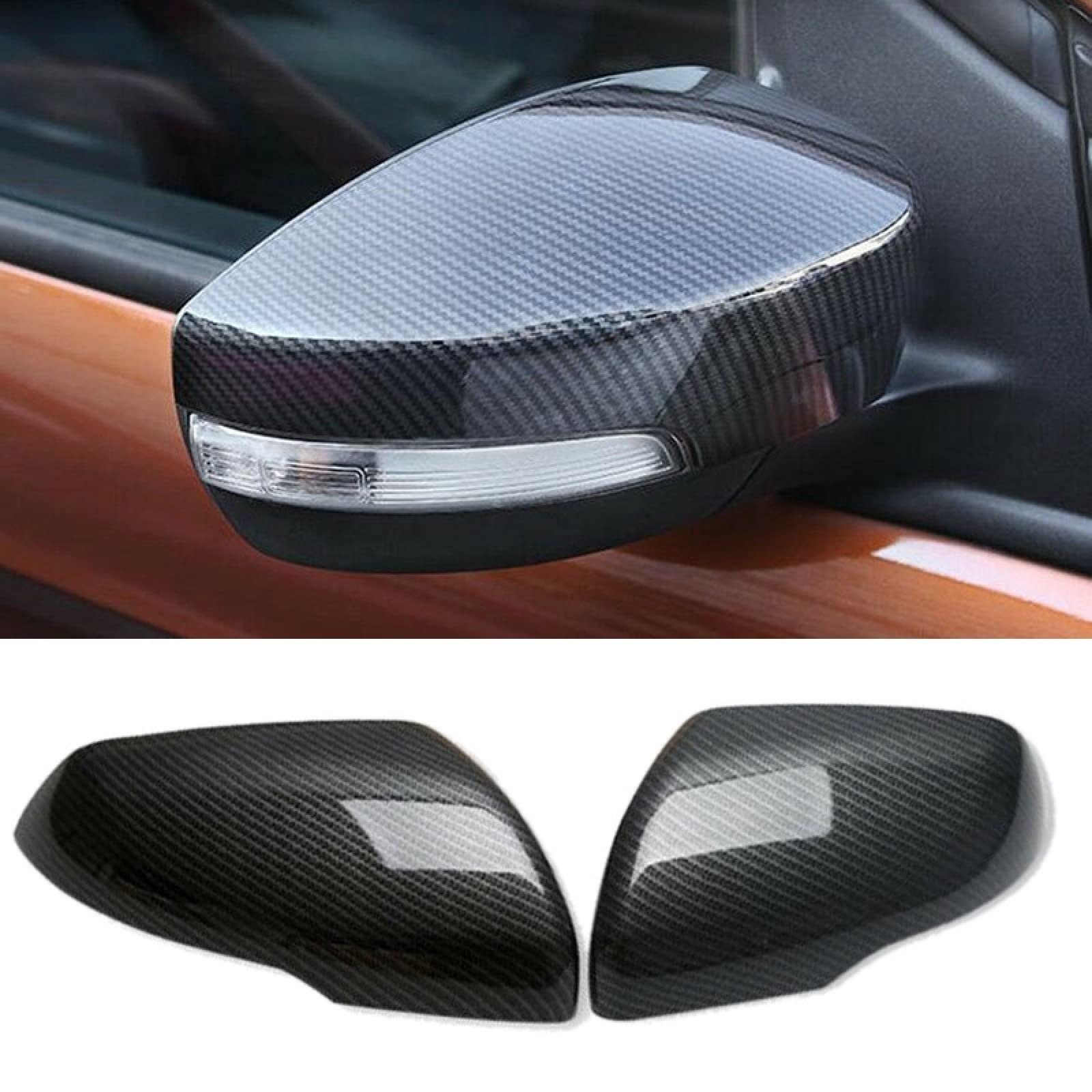 Ford Escape Kuga 2013-2019 Car Mirror Covers - 2PCS ABS Carbon Fiber Style Exterior Side Mirror Replacement Covers for Enhanced Protection & Style - Perfect for Daily Commuting and Road Trips