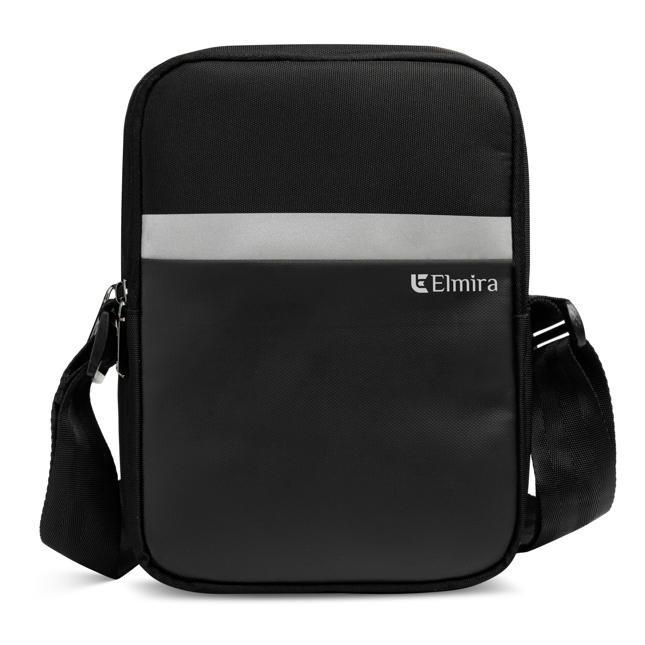 ELMIRA Water-Resistant Sling Bag for Men & Women - 9 Inch Crossbody Chest Bag for Travel, Office & Daily Use - Stylish Mini Passport Document Holder (Black) - Perfect for Commuting, Business Trips & Outdoor Adventures