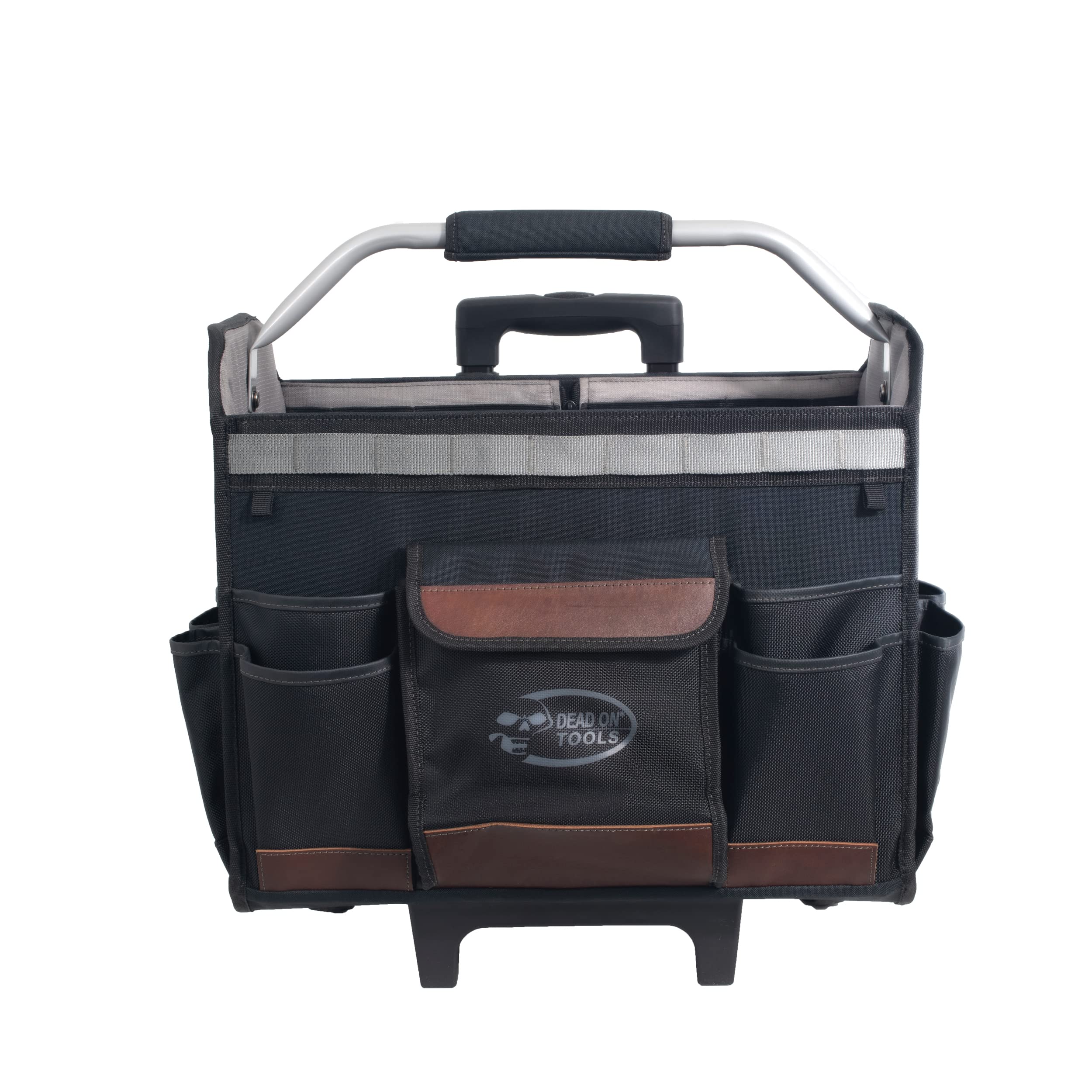 Dead On Tools 18-Inch Rolling Tool Tote with Extendable Handle - Heavy Duty Black Tool Storage Organizer for Contractors, Mechanics & DIY Projects | Workshop, Garage & Job Site Use