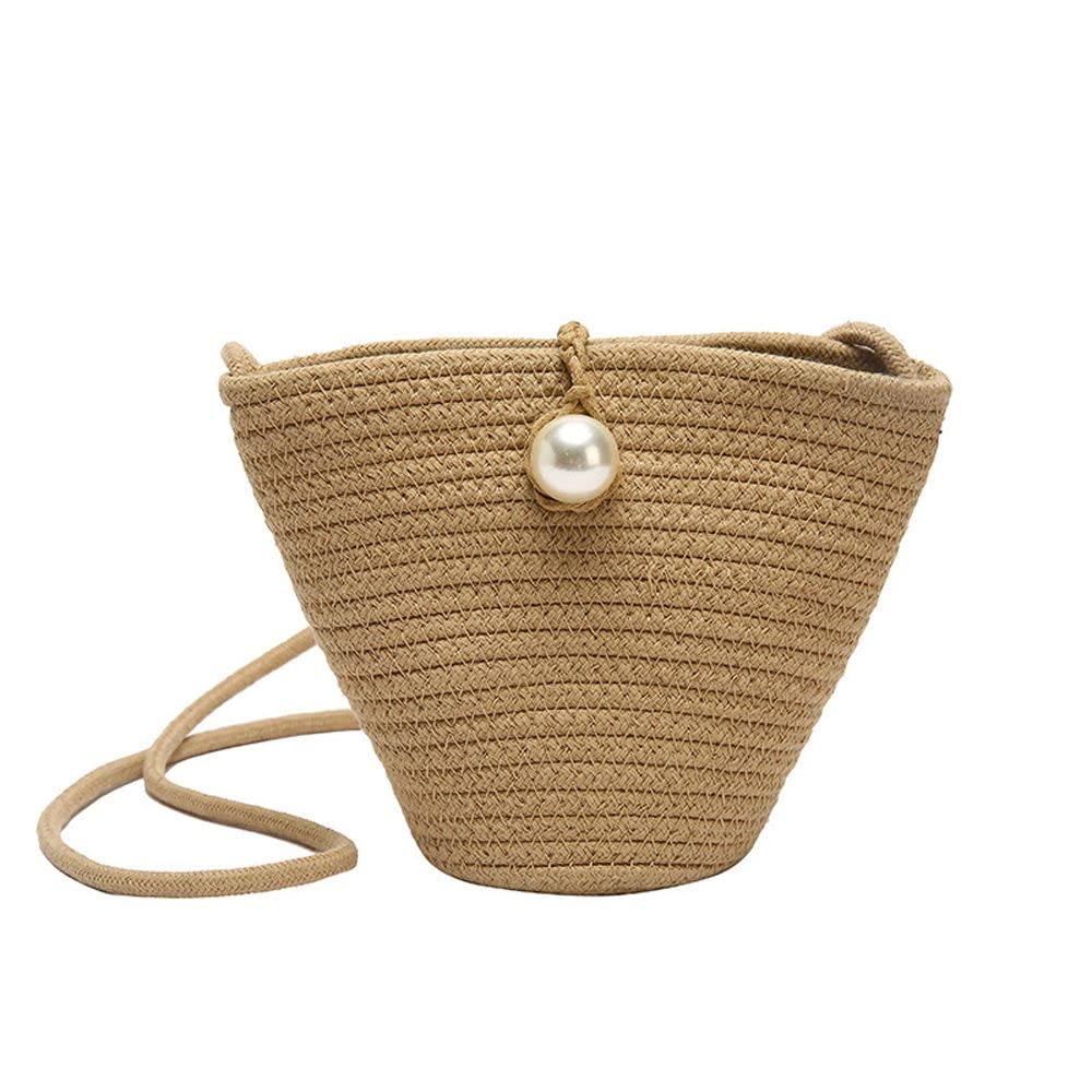 Stylish Woven Straw Shoulder Bag - Cute Crossbody Beach Bag for Women, Perfect for Vacation & Summer Outings (Beige)