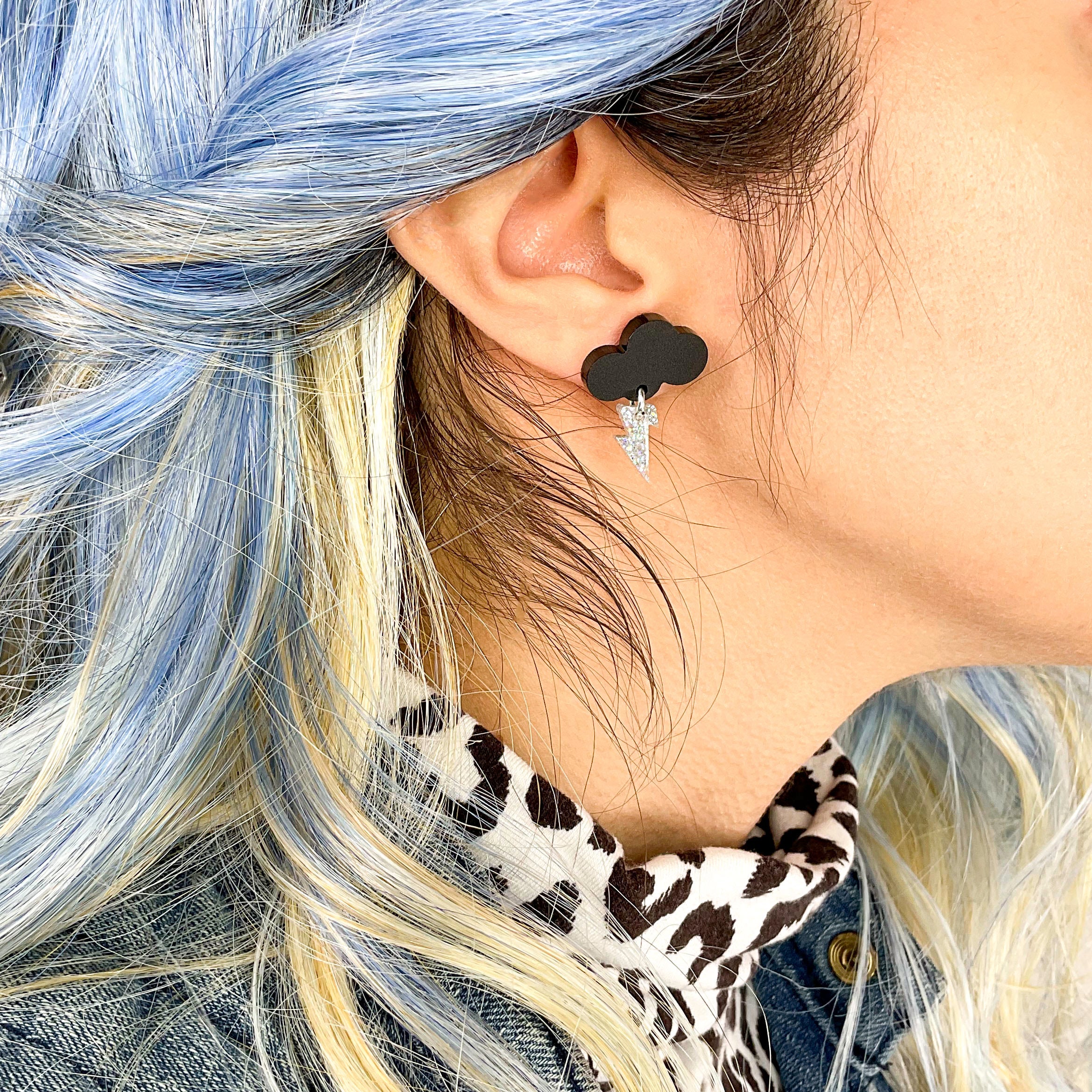 Baby Rain Cloud Earrings - Matte Black Dangle Earrings for Women | Trendy Cute Cloud Jewelry Gift for Girls, Teens, Moms | Perfect for Everyday Wear, Parties & Special Occasions