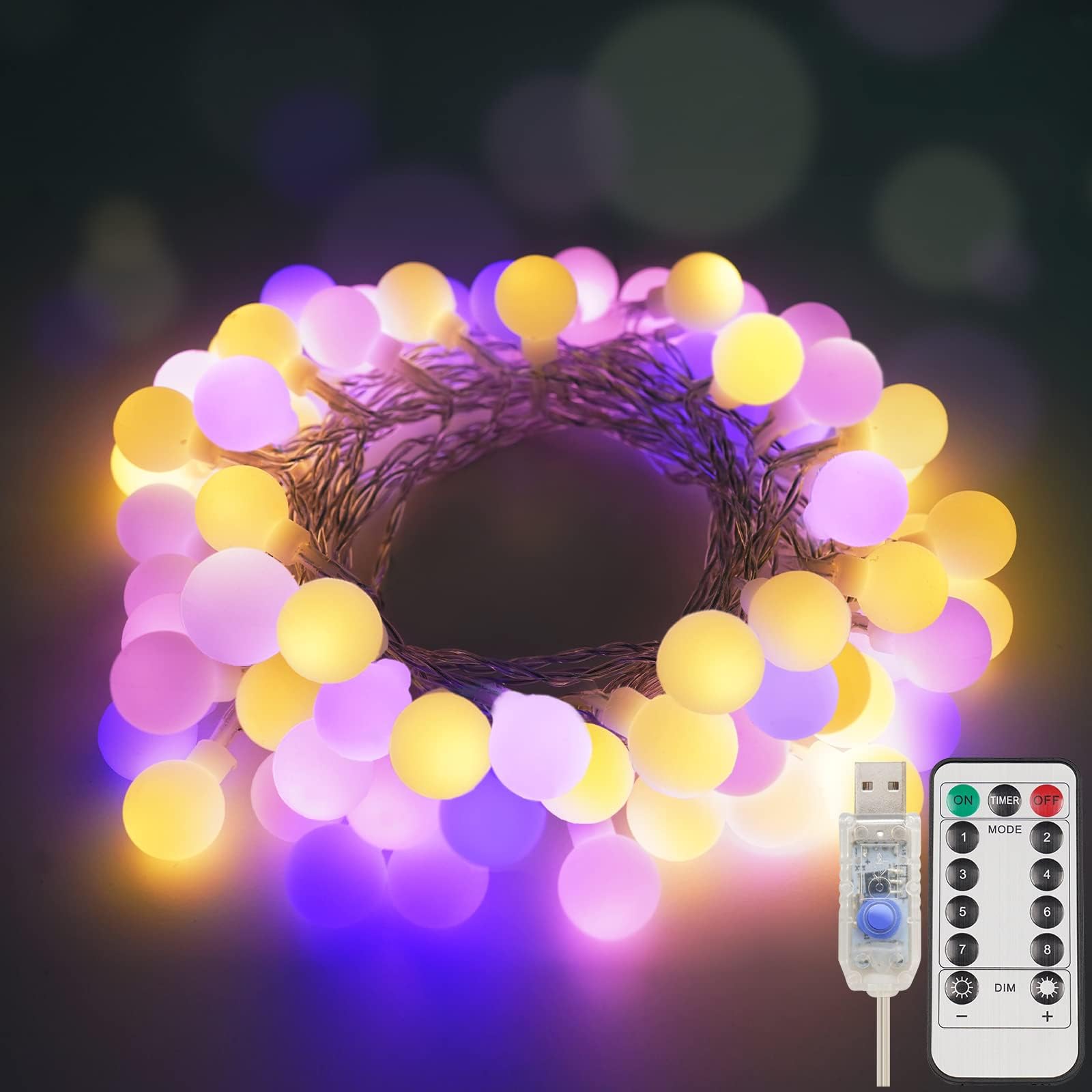 Suddus 100 LED Pastel Christmas Lights - Colorful Globe Twinkle String Lights with Remote & Timer for Indoor/Outdoor Decor - Perfect for Kids' Room, Bedroom, Party, Christmas Tree & Holiday Decoration