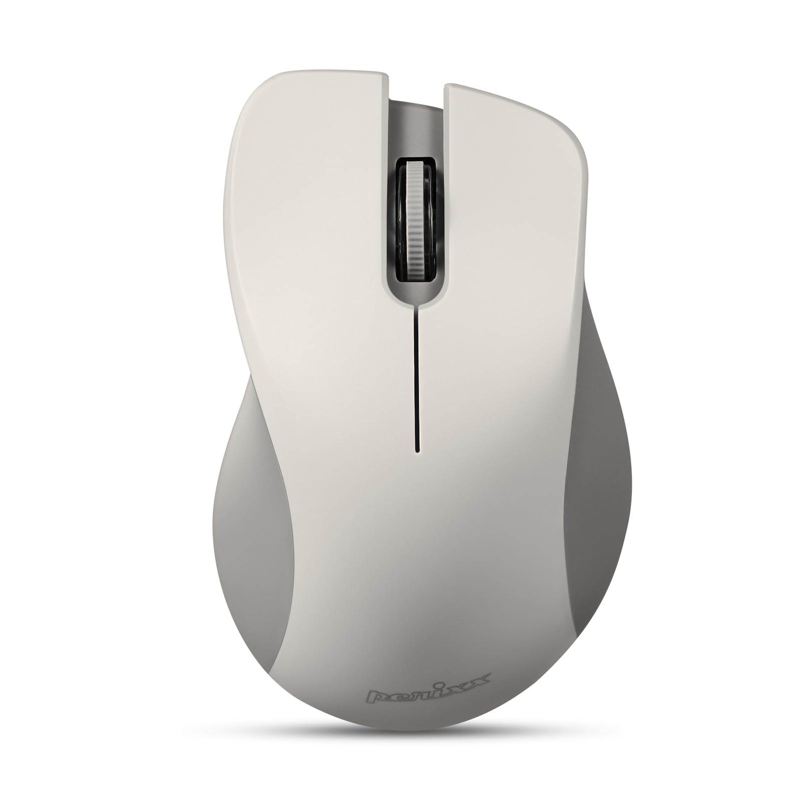 Perixx PERIMICE-621M Wireless Silent Mouse - Ergonomic Design, 2.4GHz USB Receiver for PC & Laptop - Beige - Perfect for Office, Home & Quiet Workspaces