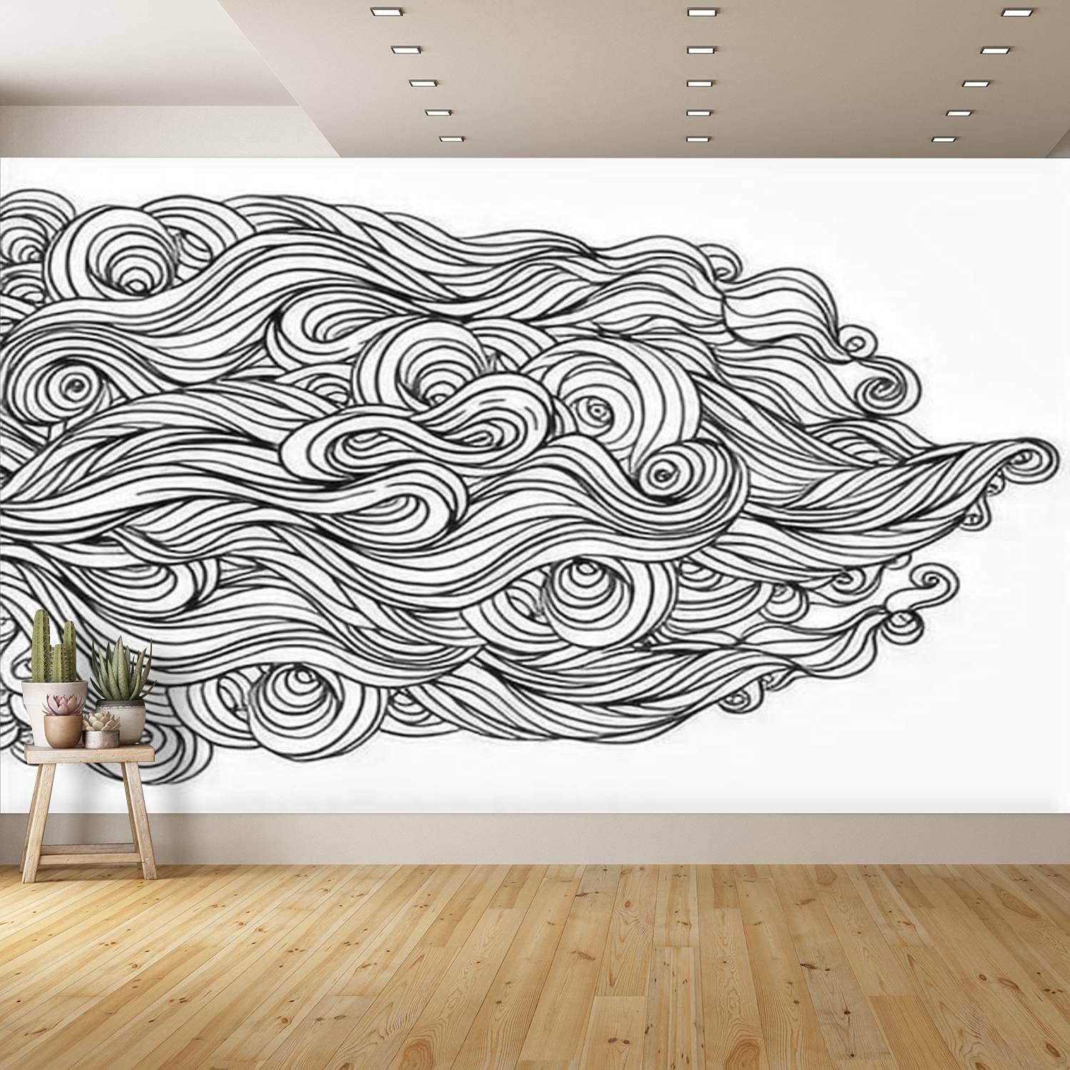 Removable Peel and Stick Wallpaper - Black & White Abstract Wave and Cloud Pattern - Self-Adhesive Wallpaper for Bedroom, Kitchen, Bathroom Decor - Easy DIY Home Improvement for Walls, Furniture & Accent Walls