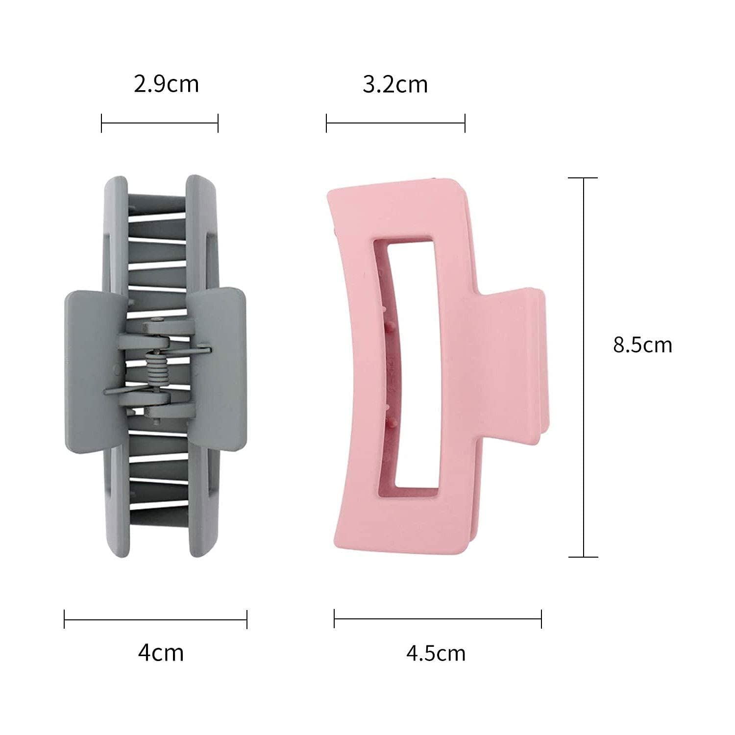 ALIBA COLLECTION 4 Pcs Non-Slip Matte Square Claw Clips for Thick Hair - Small Rectangle Hair Clips for Women (Multicolor) - Perfect for Ponytails, Buns & Everyday Hairstyles