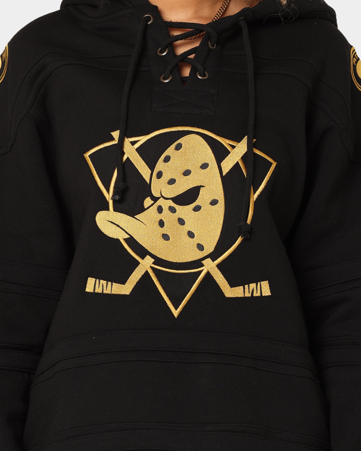 47 Brand Anaheim Ducks Superior Lacer Hoodie Black/Gold - Men's NHL Hockey Team Pullover Sweatshirt for Game Day & Casual Wear