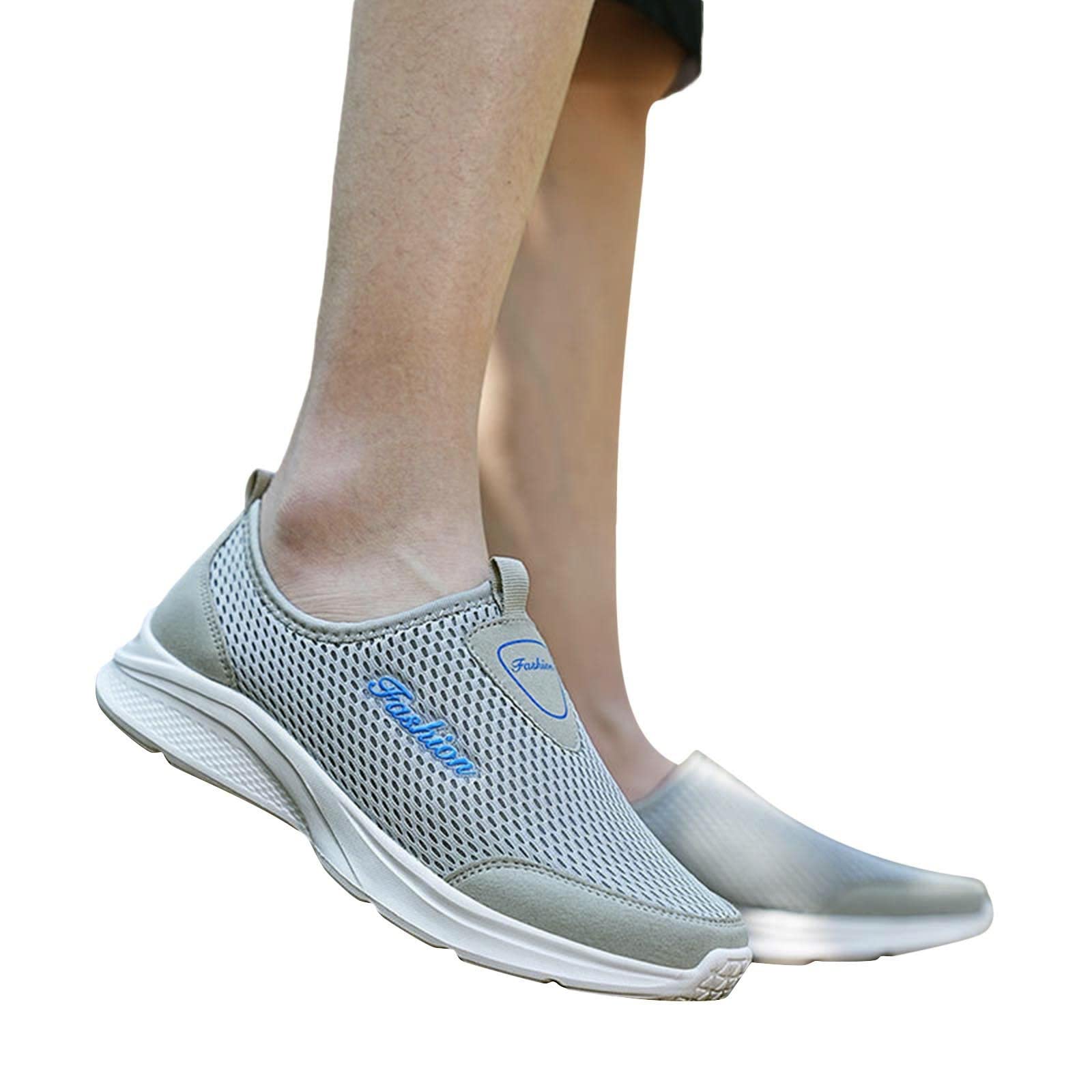 **Comfortable Plus Size Couple Sneakers for Women & Men - Lightweight Summer Running Shoes with Elastic Socks Design - Grey Size 9 - Perfect for Casual Wear, Walking & Outdoor Activities**