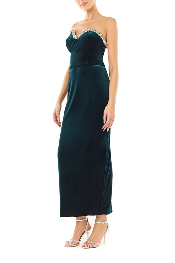 Elegant Strapless Velvet Column Dress for Women - Formal Evening Gown for Weddings, Parties & Special Occasions