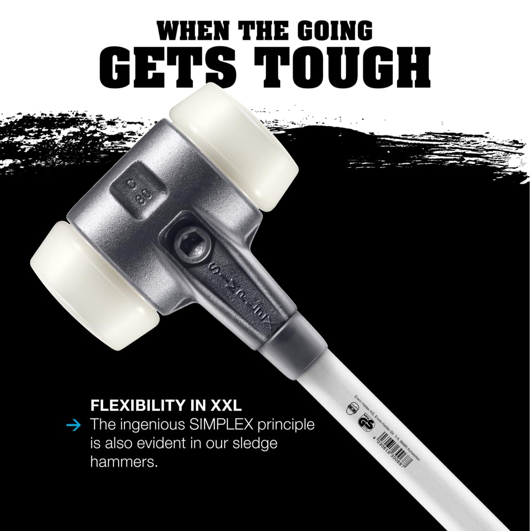 Halder 3778081 Heavy Duty Sledge Hammer - 80mm Cast Iron Head with Superplastic/Nylon Housing - Multi-Color Construction Hammer for Demolition, Blacksmithing & Metalwork - Perfect for Construction Sites, Home Renovations & DIY Projects