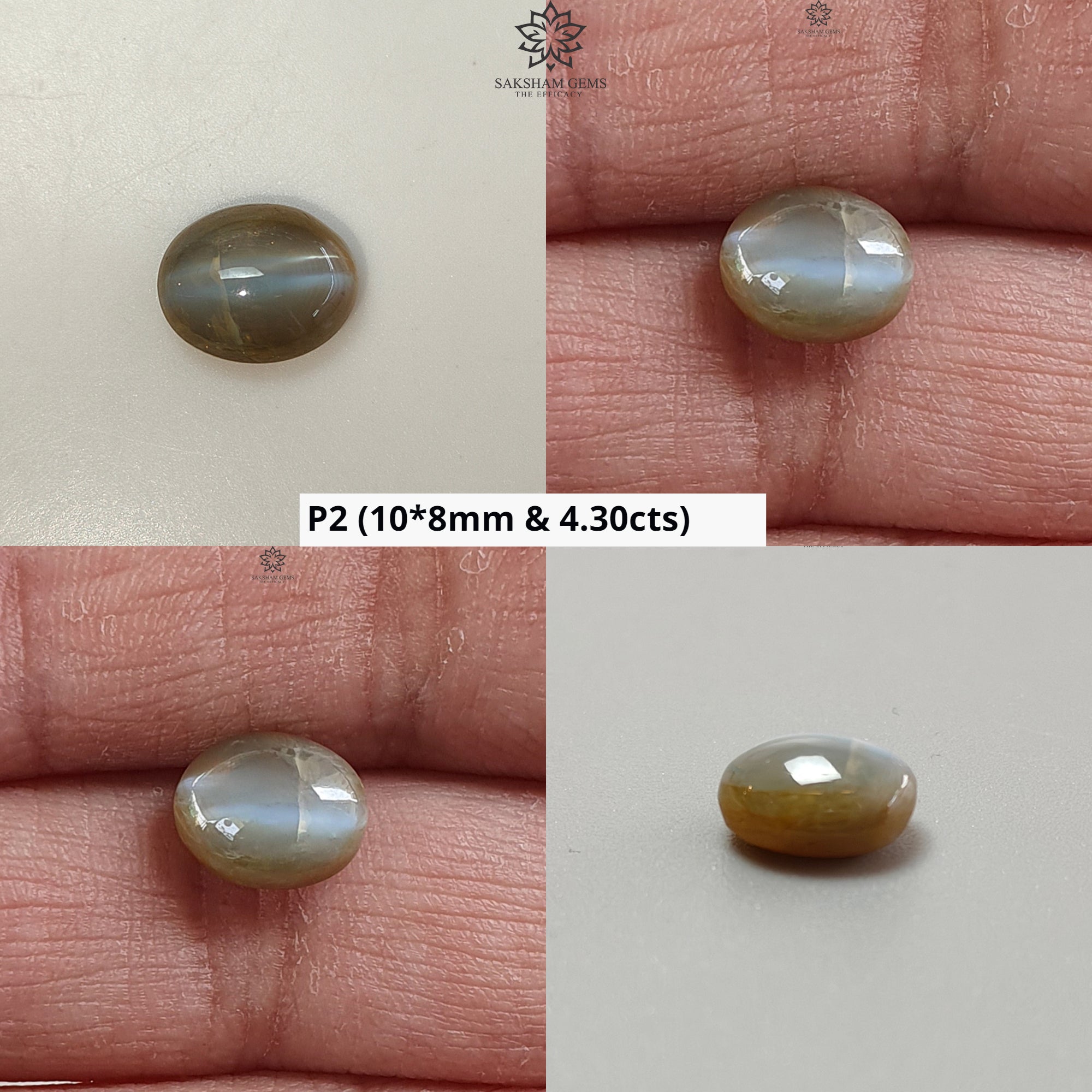 Natural Untreated Chrysoberyl Cat's Eye Gemstone Cabochon - Oval Shape for Jewelry Making (Rings, Pendants & Earrings) - Unheated Healing Stone for Energy Balance & Protection