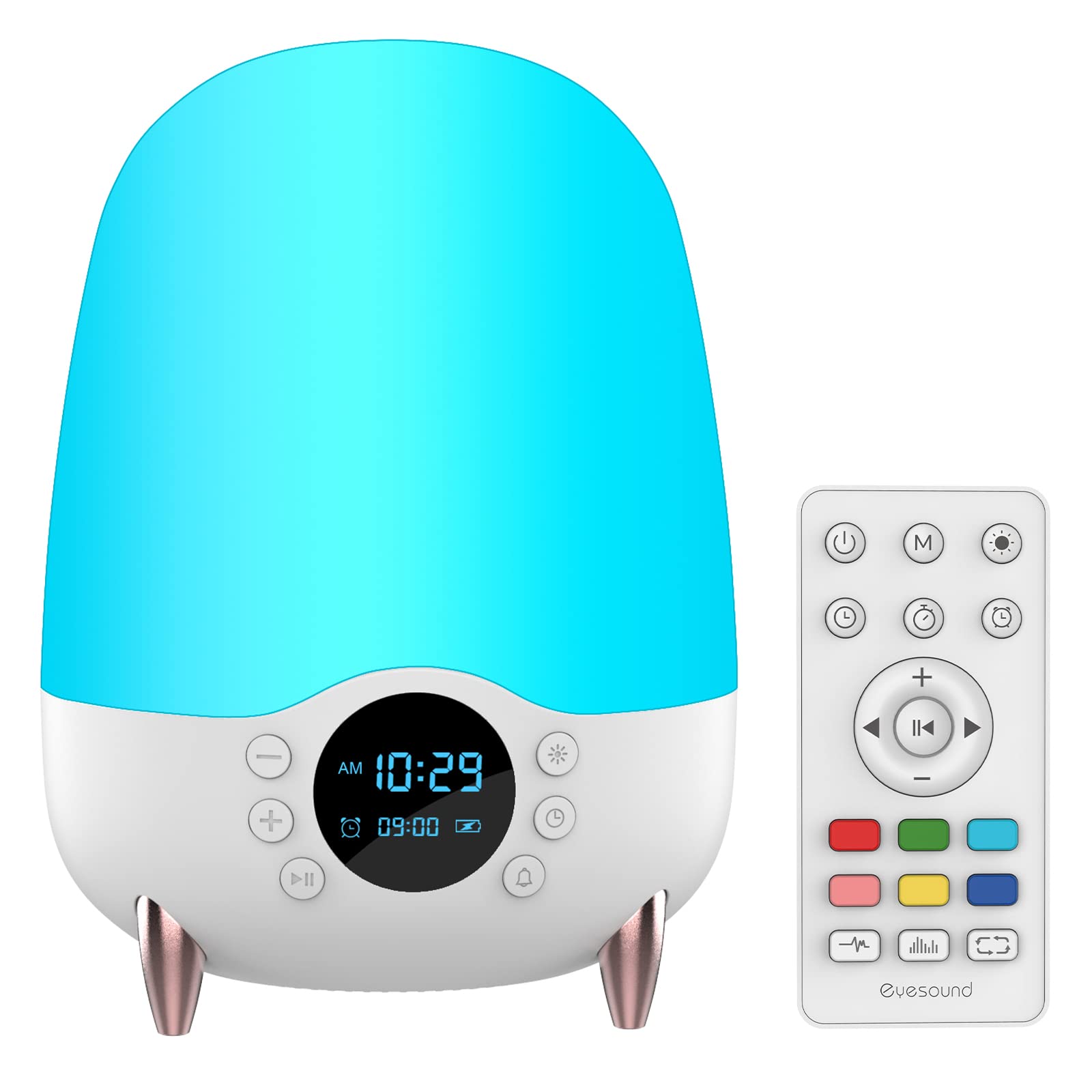 Wireless Bluetooth Speaker with LED Color Changing Night Light & Alarm Clock - 4 Light Modes, 12/24H Dimmable Bedside Lamp with Remote Control for Bedroom, Nursery, Kids Room | Perfect for Nighttime Relaxation, Baby Monitoring & Ambient Lighting