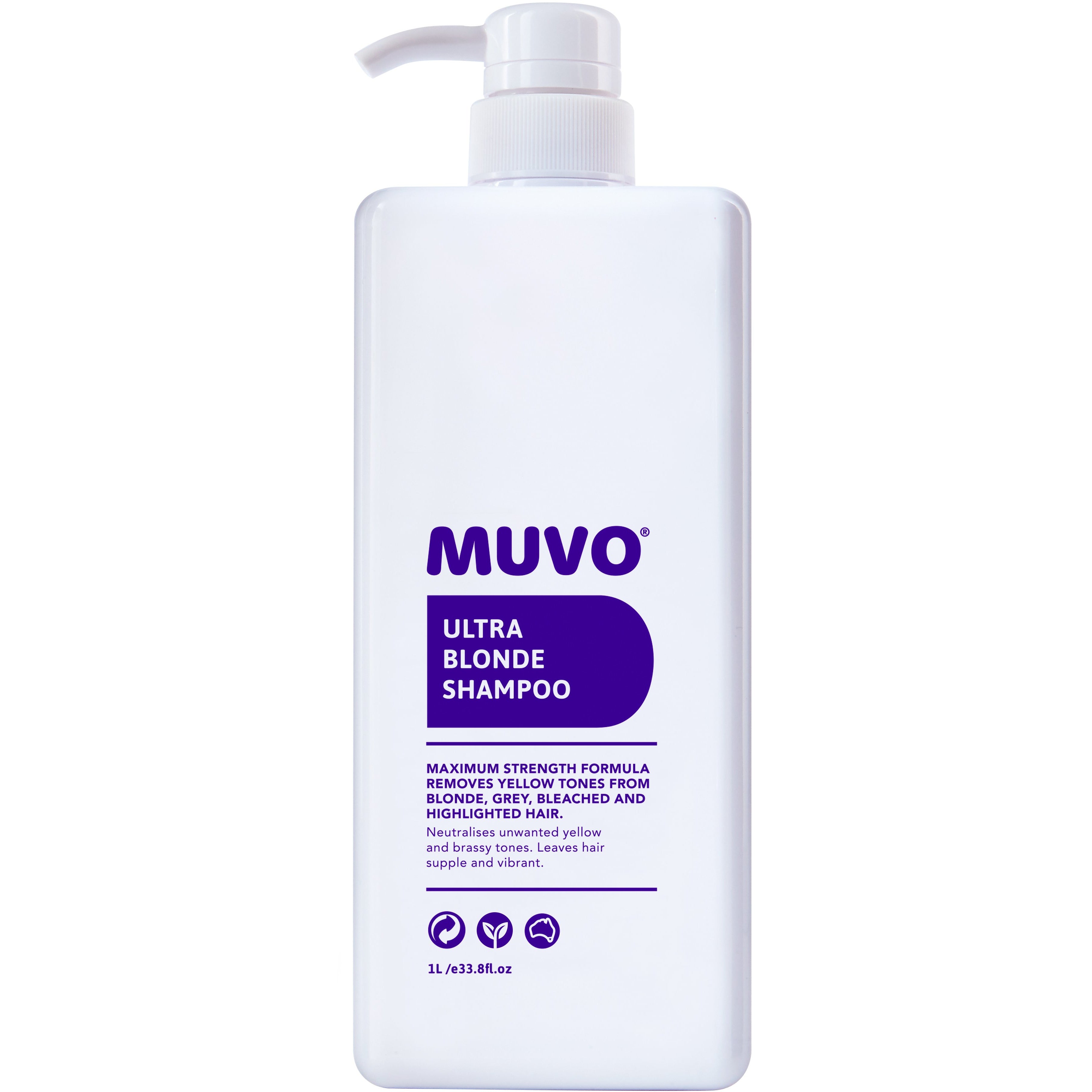 Muvo Ultra Blonde Shampoo for Platinum & Highlighted Hair - Purple Toning Shampoo to Neutralize Brassiness & Brighten Blonde Hair - Perfect for Daily Use & Salon-Quality Results at Home