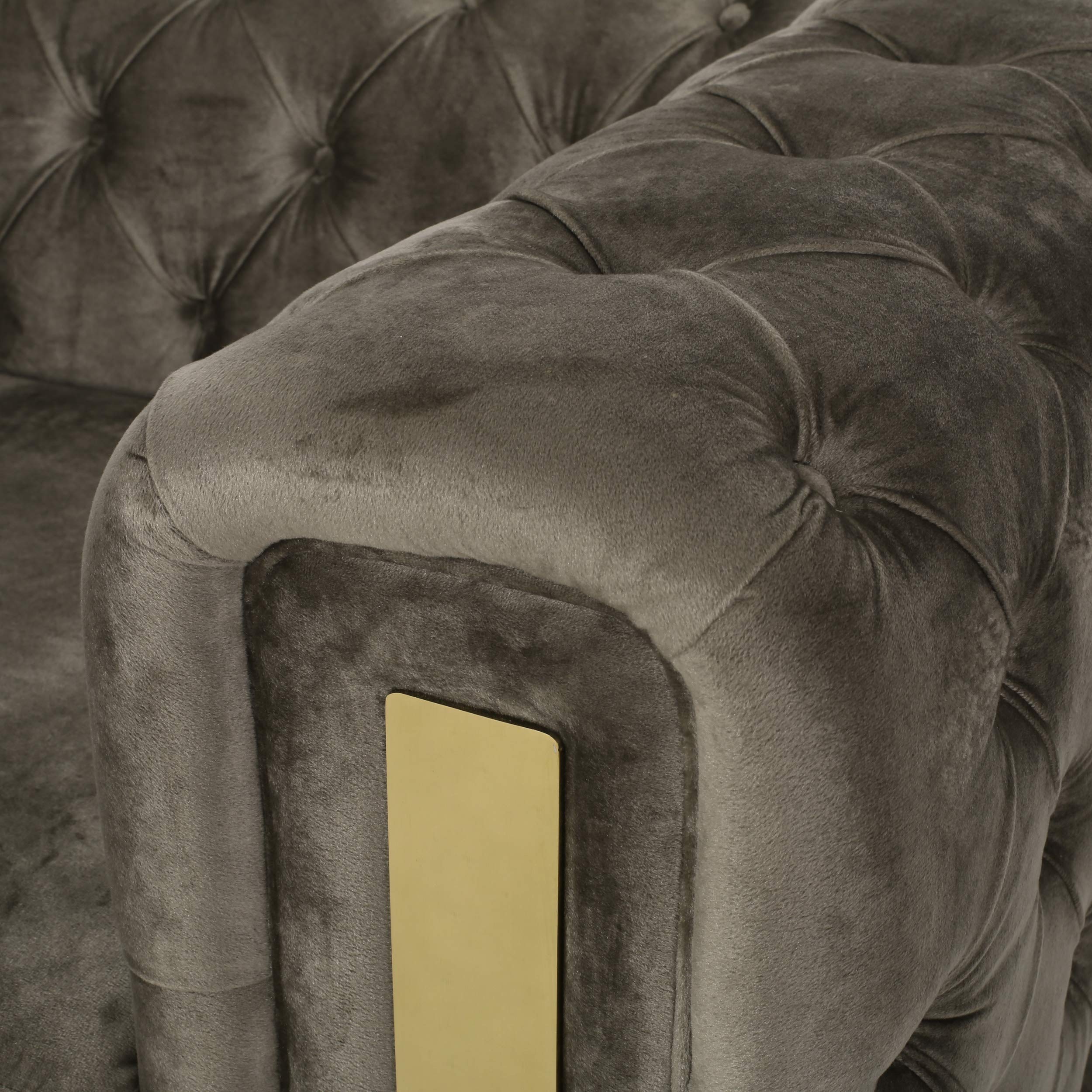 Christopher Knight Home Keyser Modern Gray & Gold Sofa - Stylish Living Room Furniture for Small Spaces & Apartments