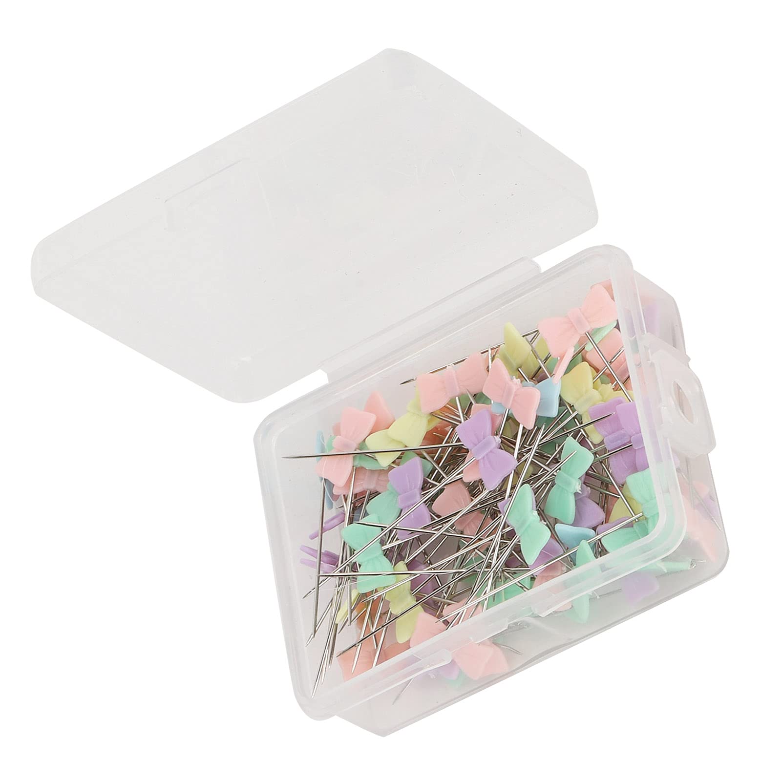 100Pcs Flat Head Sewing Pins for Quilting & Stitching - Bow Tie Design