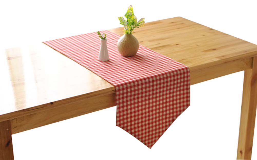 Creative Geometry Style Red Plaid Cotton Table Runner - Black Temptation 1pc Tablecloth for Dining, Kitchen, and Party Decor