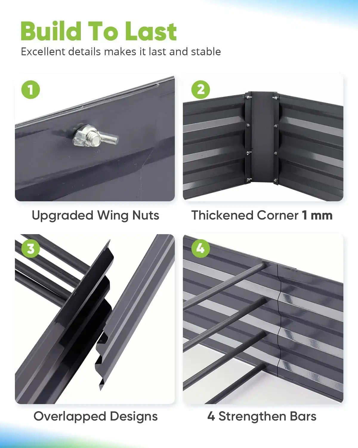 Durable Galvanized Steel Raised Garden Bed with Protective Netting - Perfect for Outdoor Gardening, Vegetables, Flowers, and Herbs