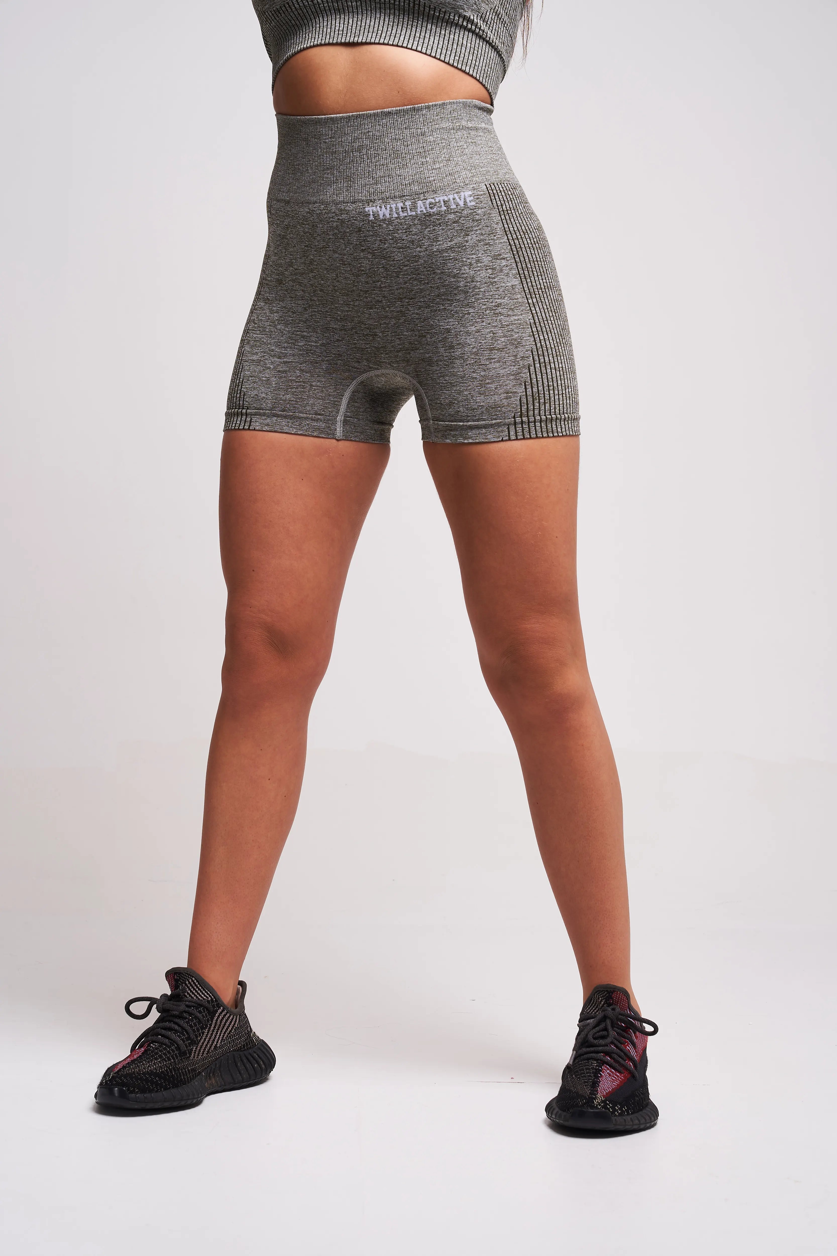 Fortel Recycled Ruched Booty Shorts - Petrol Marl | High Waisted Workout Shorts for Women | Gym, Yoga, Running & Lounge Wear