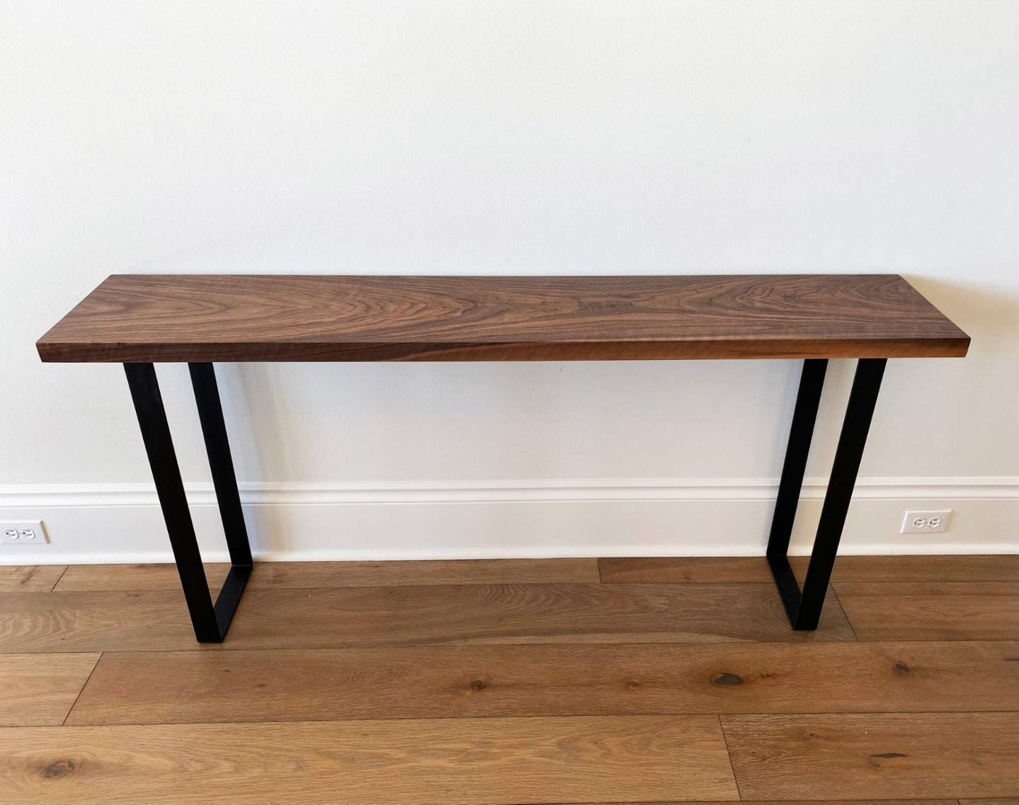 Solid Walnut Narrow Computer Desk - Farmhouse Style Writing Desk with Solid Wood Construction | Perfect for Home Office, Study Room & Small Spaces