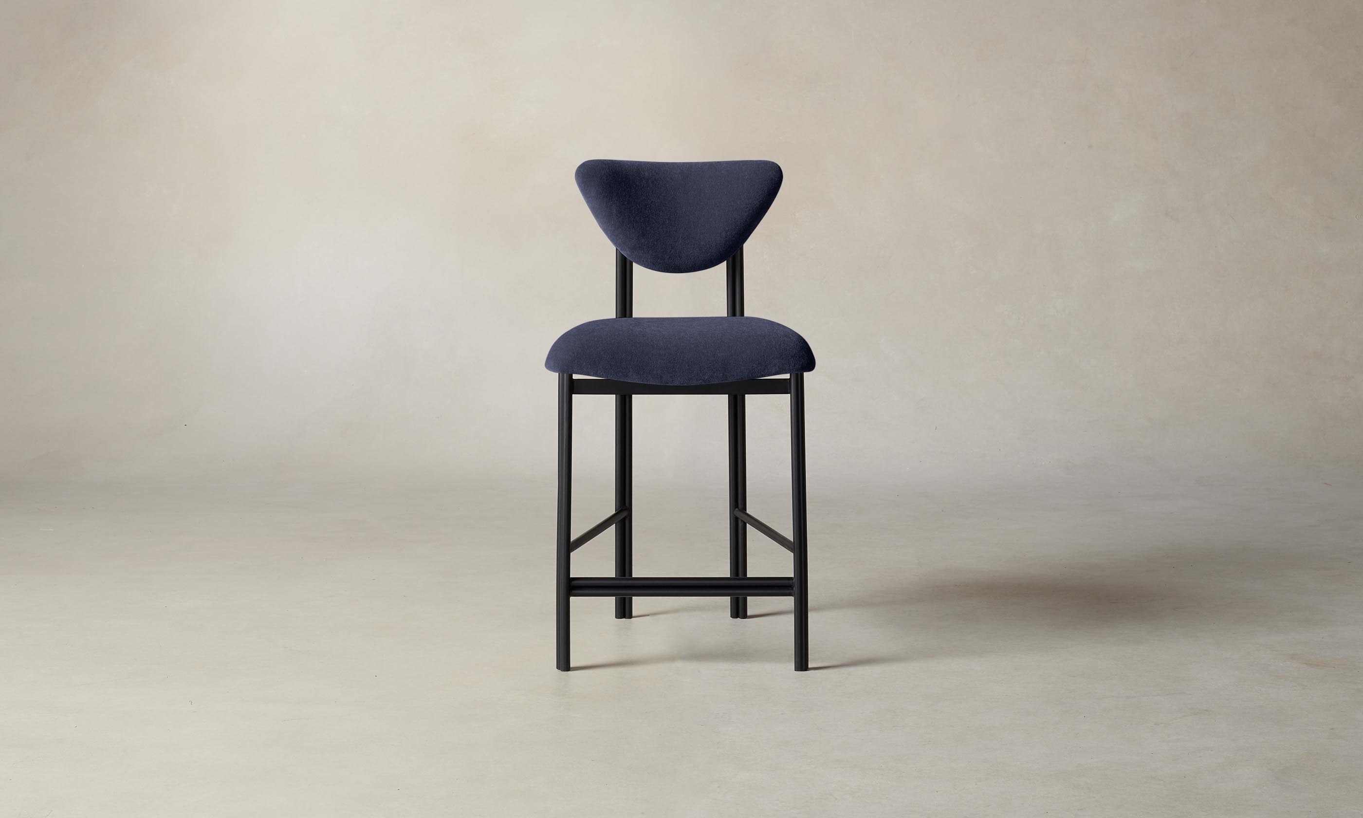 Premium Velvet Counter Stool - The Cooper in Midnight Blue - Perfect for Kitchen Islands, Bars & Breakfast Nooks - Modern & Comfortable Seating