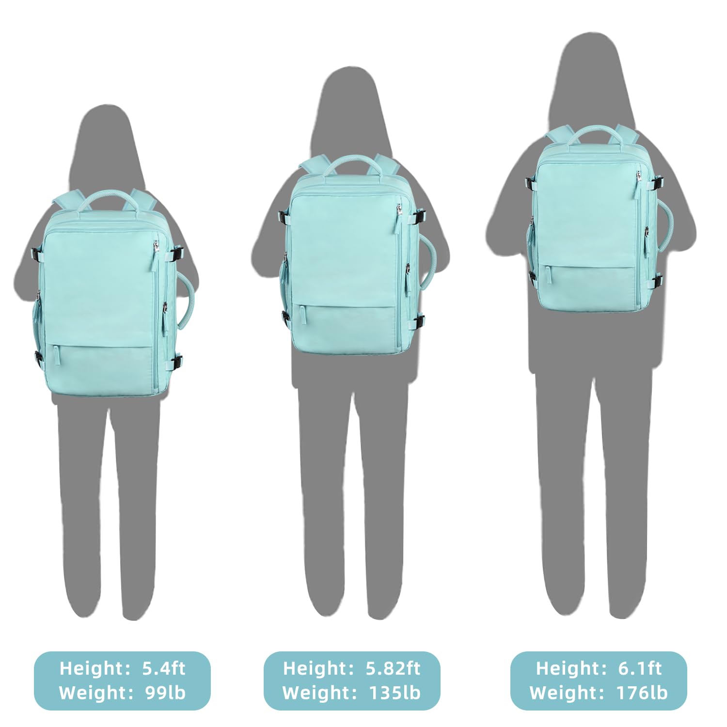 Snoffic Waterproof Travel Backpack for Men & Women - 17.3 Inch Laptop Backpack, Carry-On Personal Item Size, Lightweight Daypack for College, Business, Hiking & Casual Use - Blue & Green